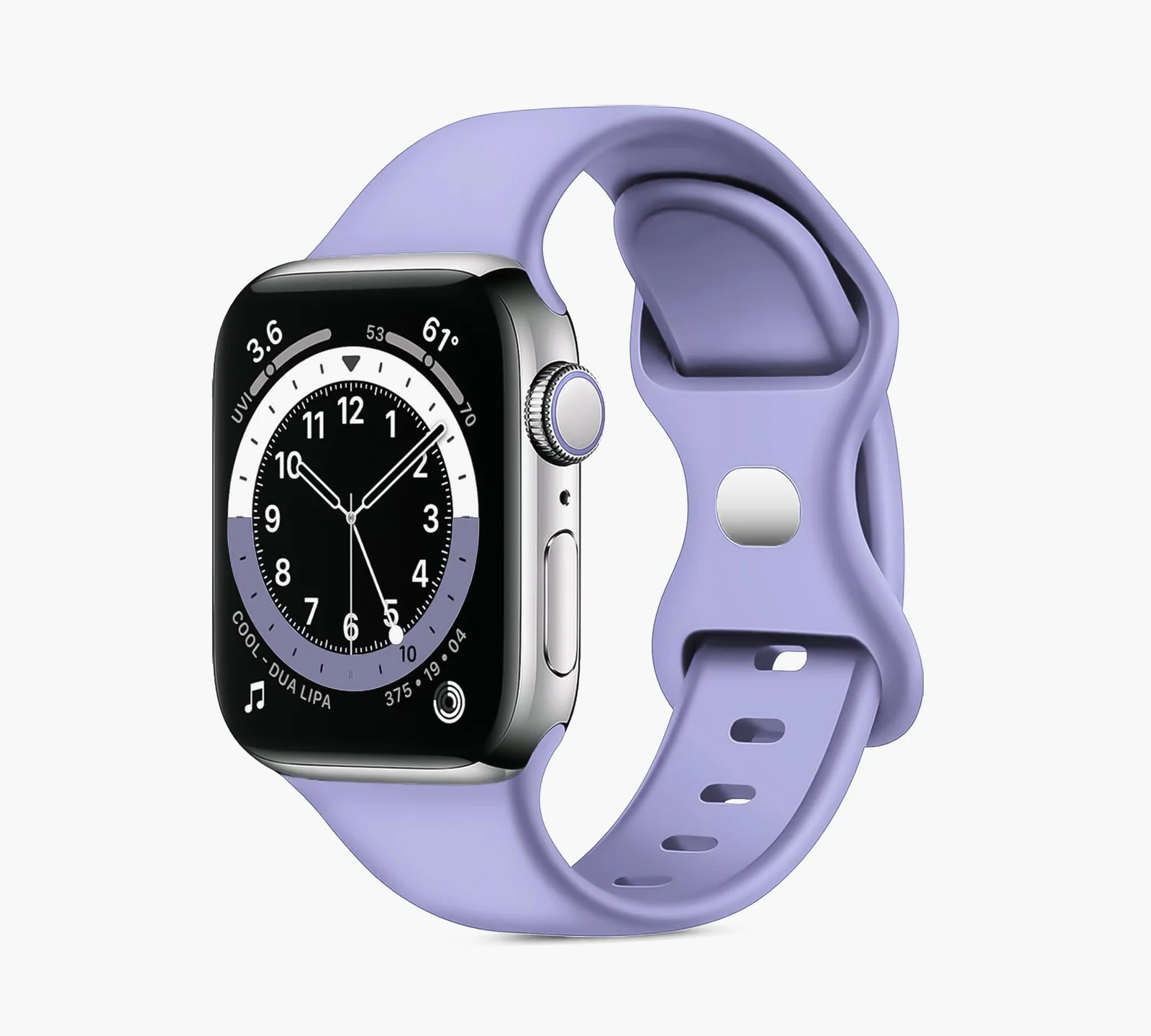 DL3 Mobilak Band with Case Compatible with Apple Watch 45mm, Adjustable Silicone Sport Wristband Replacement, Strap With Cover Built-in Glass Screen Protector for iWatch Series 9 8 7 - Light Purple