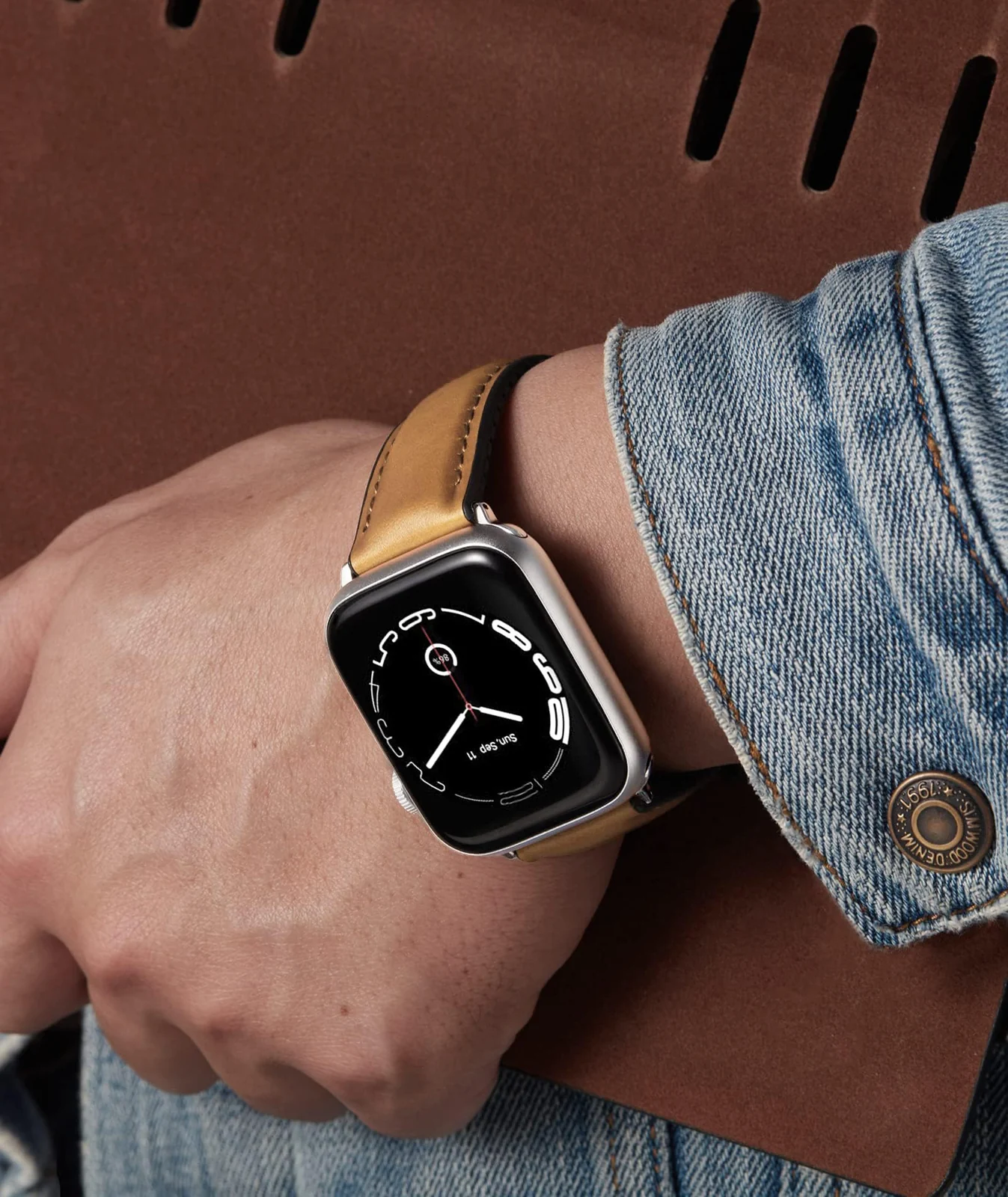 DL3 Mobilak Compatible with Apple Watch Band 49mm 46mm 45mm 44mm 42mm Leather Band Replacement Strap, Soft Leather Bracelet for iWatch Series 11 10 9 8 7 6 5 4 SE SE2 Ultra 3 2 1 - A.Light Brown