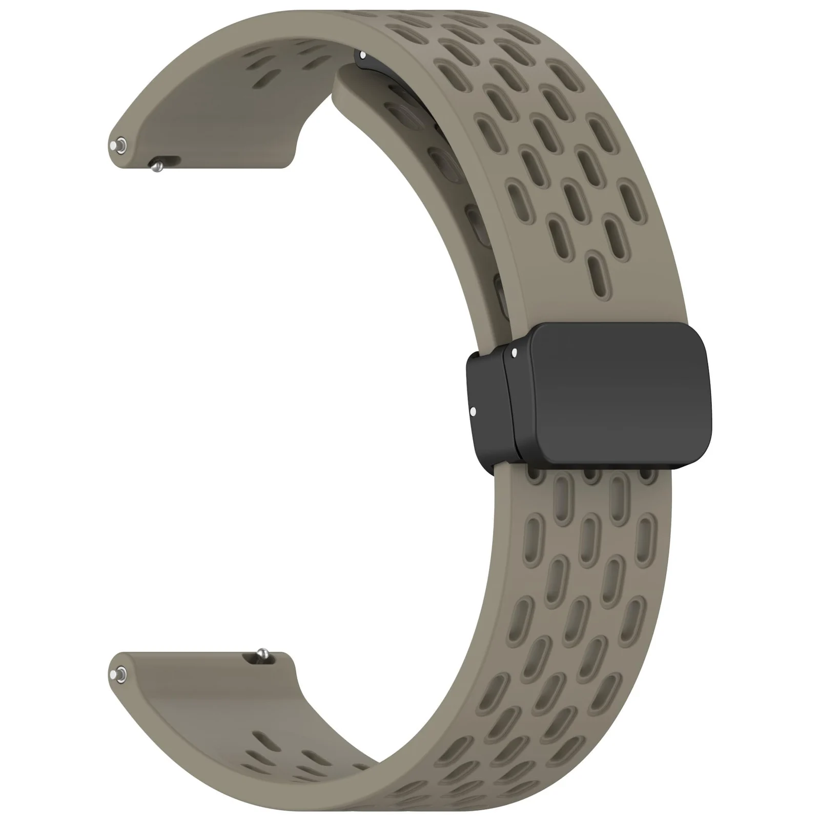 DL3 Mobilak 18mm Silicone Strap For Huawei Watch GT 6 41mm/GT 5 Pro 42 mm/GT 5 41mm/GT4 41 mm/Watch 5 42mm Magnetic Metal Buckle Sport Silicone Breathable Strap, Band Soft Replacment Wristband - Space Brown