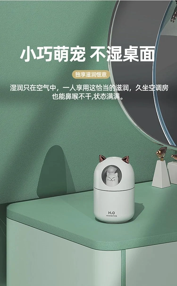 Mobigon Wood Cool Mist Ultrasonic Humidifier for Room Moisture, Aroma Diffuser for Home, 300ml Essential Oil Diffuser with 7 Colorful Night Light, Auto Shut-Off, Home, Office, car - E.white