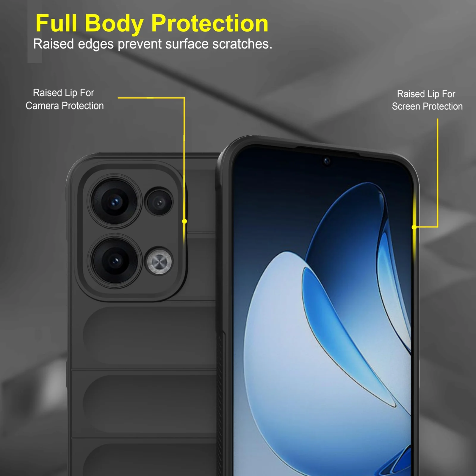 DL3 Mobilak Flexible Silicone and TPU Protective Case with Camera Protection for OPPO Reno 13 5G - Black