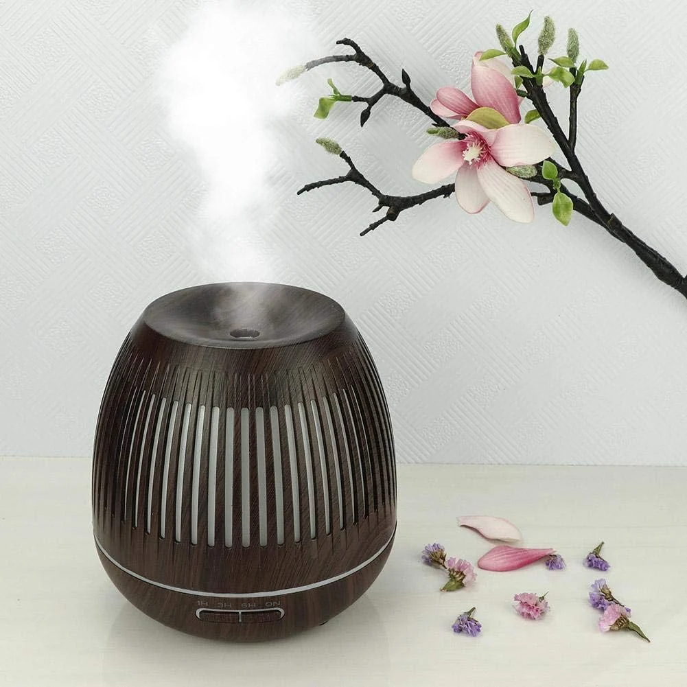 Mobigon Essential Oil Diffuser, Aromatherapy Diffuser 500ml with Remote Control, 4 Timer & Auto-Off Safety Switch, 7 Color LED Lights Mode, 10 Hours Quiet Humidifier for Bedroom - D.Dark Woody