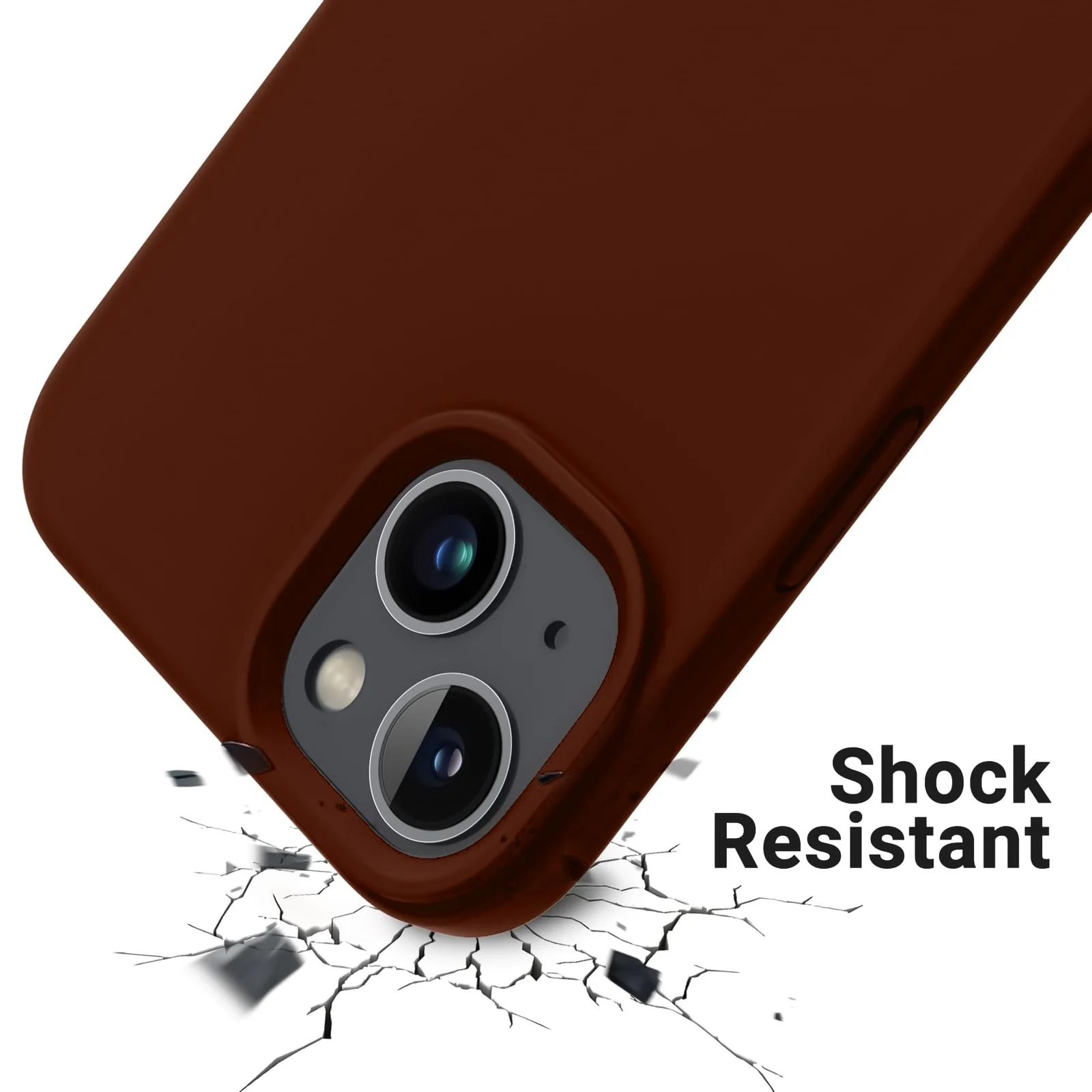 DL3 Mobilak Liquid Silicone Case for iPhone 15, Supports wireless charging, Shock-absorbing protection, Anti-fingerprint finish - Brown