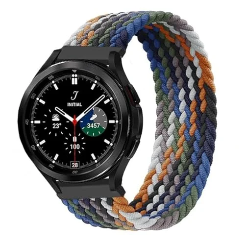 Medium — DL3 Mobilak Band 22MM Nylon Braided Solo Loop Strap Compatible with Samsung galaxy watch3 45mm/galaxy 46mm/Gear S3/Huawei watch GT3 46MM/GT2E/GT2 Pro/GT GT2 46MM/Amazfit GTR (Denim colorful, Medium)