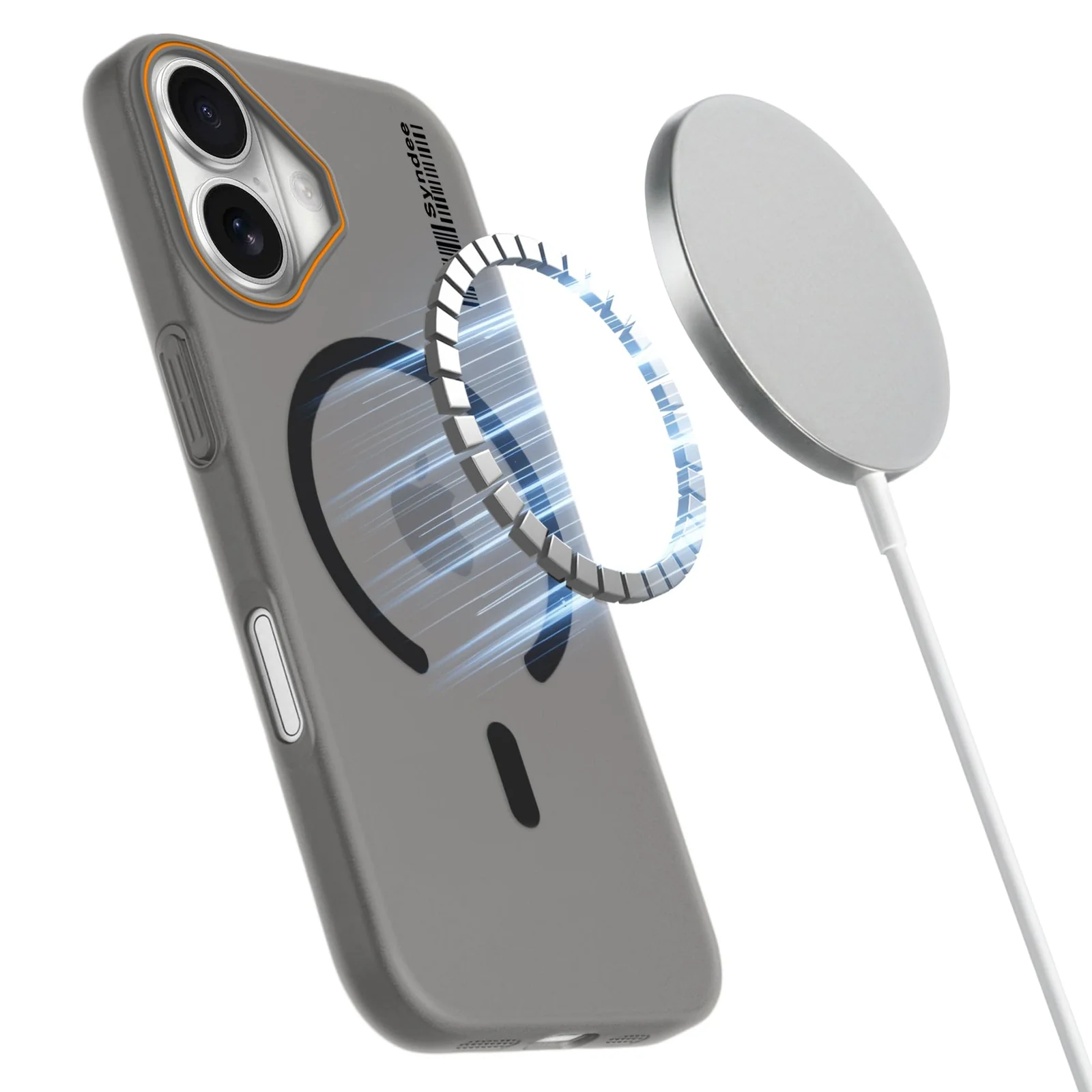 DL3 Mobilak Translucent Matte Case for iPhone 17, Compatible with MagSafe accessories, Shock-absorbing protection, Integrated ring holder - Black