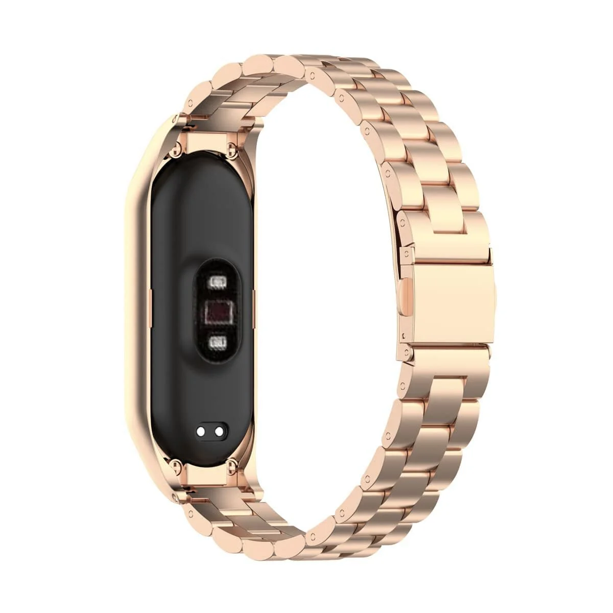 DL3 Mobilak Compatible For Xiaomi Mi Band 7 Strap, Metal Bracelet MiBand 7 Waterproof Stainless Steel Wrist Strap Accessory Band Strap for Xiaomi Mi Smart Band 7 - Rose Gold