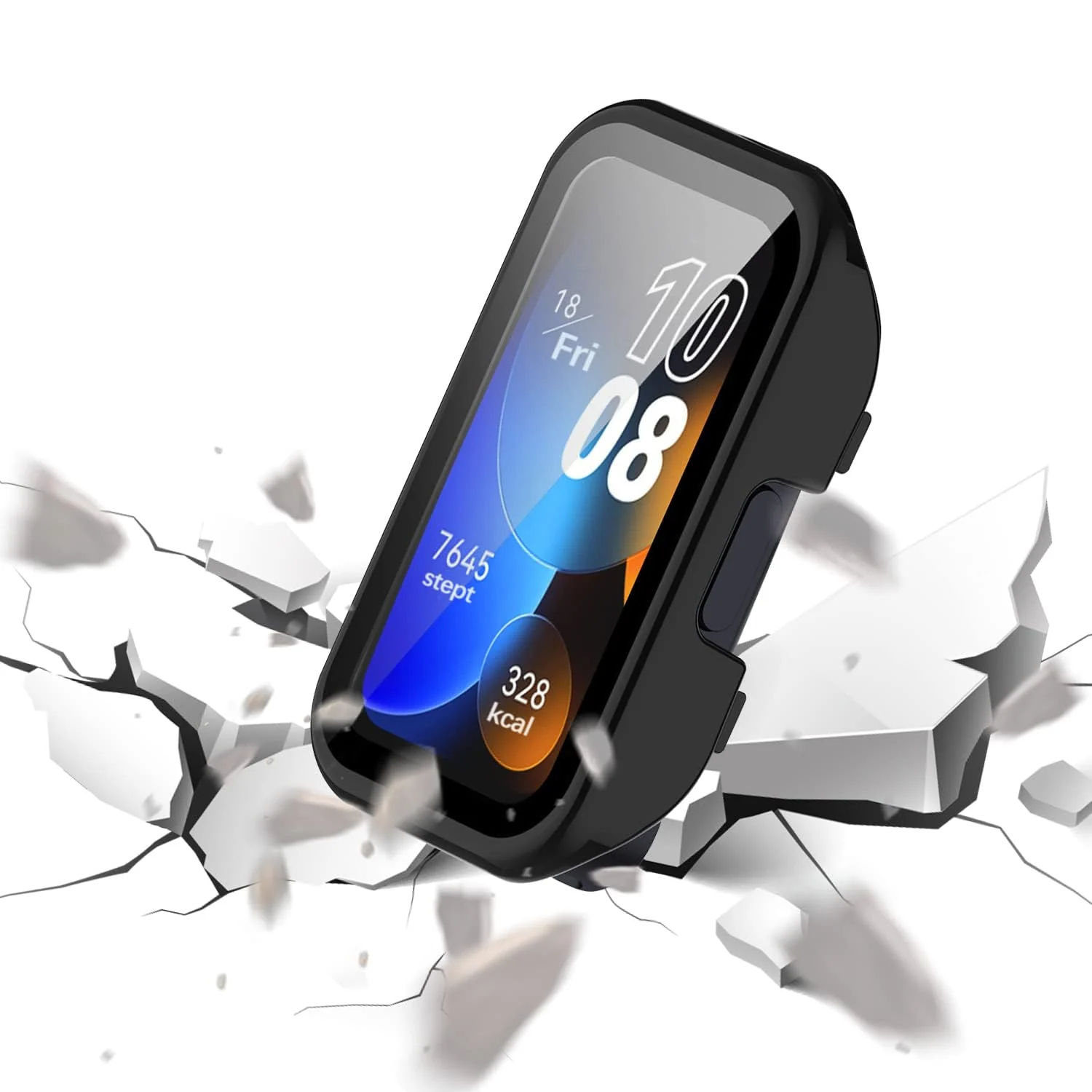 DL3 MOBILAK Protective Case Compatible with Huawei Band 9/8 9H Hardness PC Case Bumper Full Slim Protective Cover with Tempered Glass For HUAWEI Band 8/9 - Black