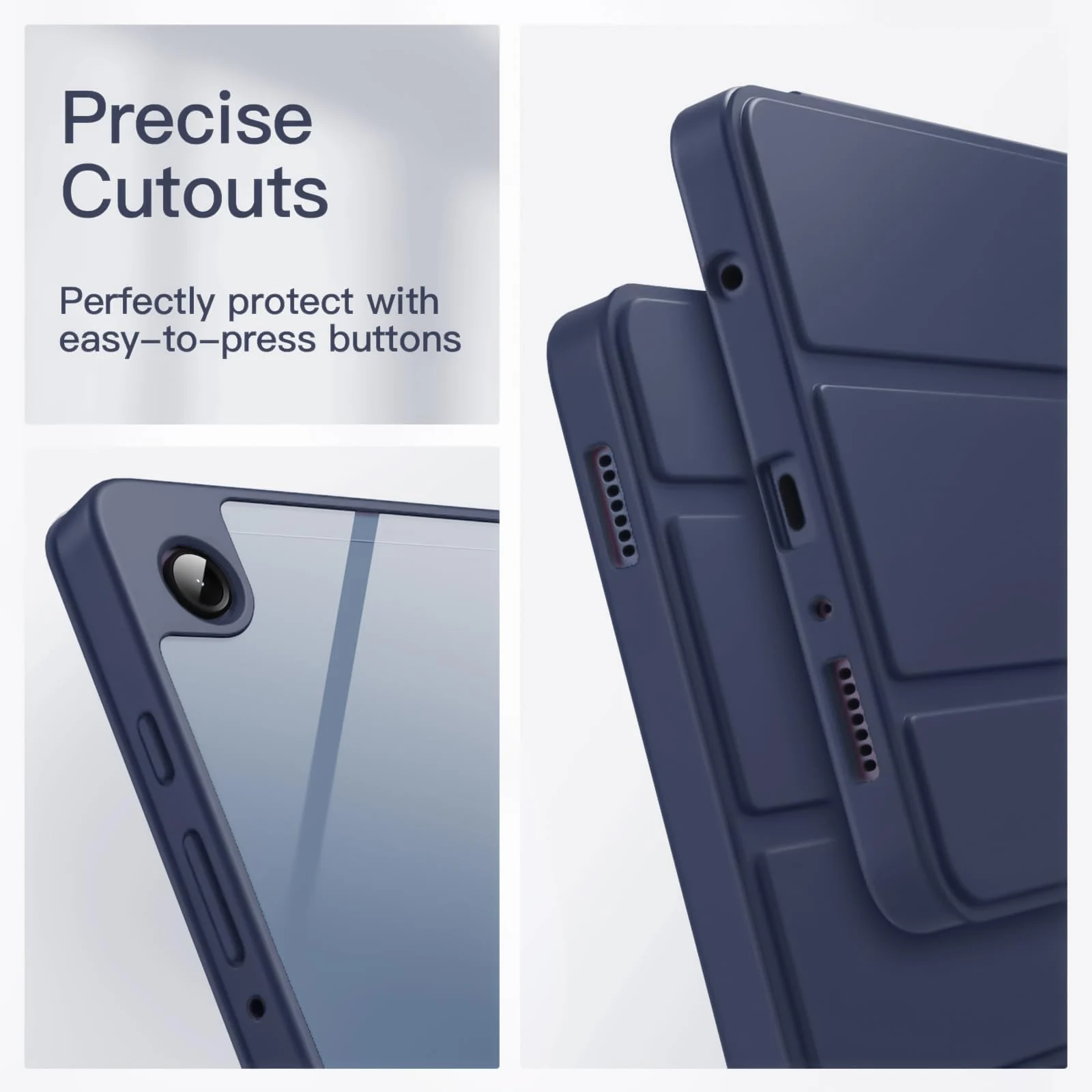 DL3 Mobilak Samsung Galaxy Tab A9+/ A9 Plus Case 11 inch 2023 (SM-X210/X216/X218) with Pen Holder, Soft TPU Back Trifold Stand Protective Smart Cover Flip, Auto Wake&Sleep - Dark Blue