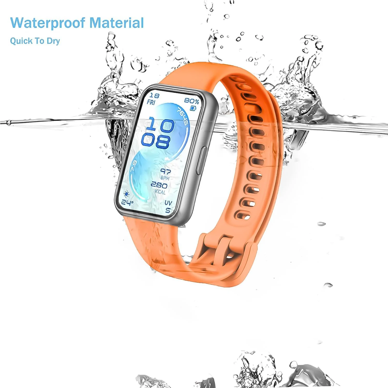 DL3 Mobilak Silicone Bracelet for Huawei Band 11/Band 11 Pro Strap, Soft Silicone Sport Band, Soft Breathable, for Huawei Band11/11 Pro Adjustable Replacement Strap - Orange
