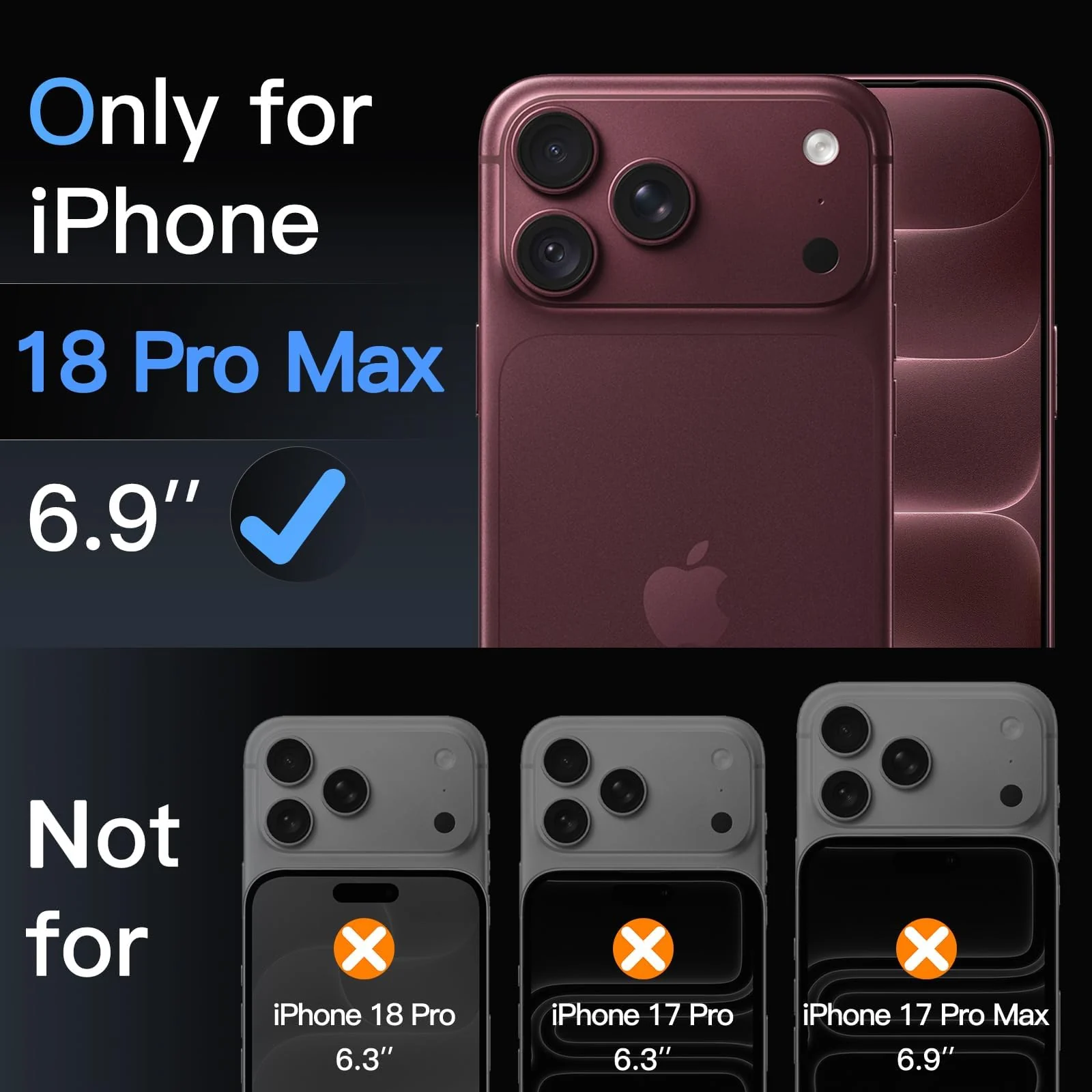 DL3 MOBILAK Full Camera Lens Protector for Apple iPhone 18 Pro Max - Dark Cherry