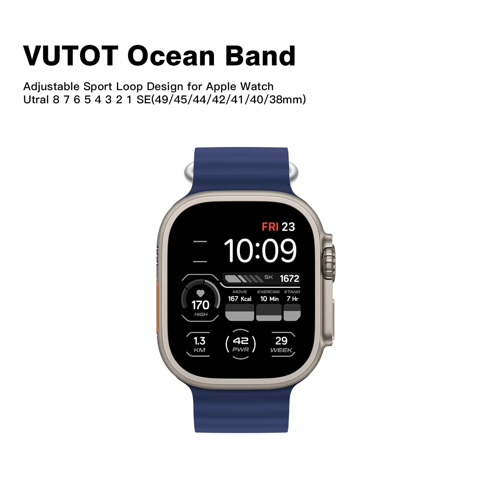 DL3 Mobilak Ocean Band For Apple Watch Ultra 49mm 45mm 44mm 42mm, Waterproof Soft Silicone Sport Wristbands Replacement Strap iWatch Ultra SE 8 7 6 5 4 3 2 1 (38MM/40MM/41MM) - Blue