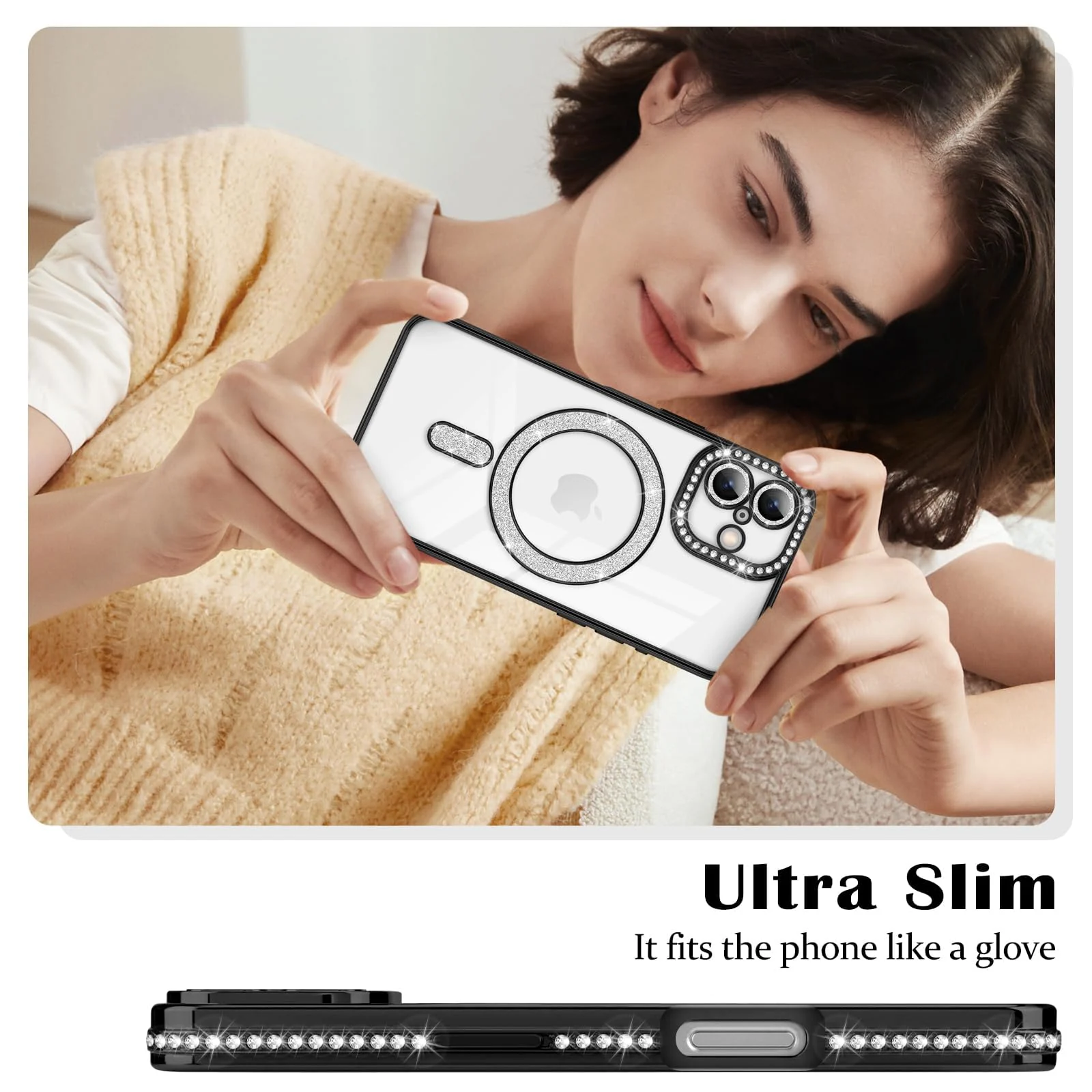 DL3 Mobilak MagSafe-Compatible Magnetic Case for iPhone 17 with Camera Protection and Magnetic Car-Mount Support - Black