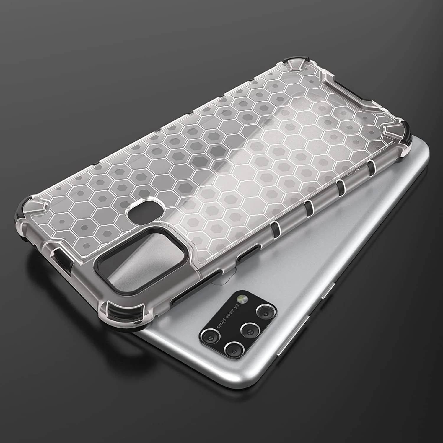 DL3 Mobilak Protective Case for Samsung Galaxy M31, [Honeycomb Design] Drop Protection, Ultra Thin TPU + PC Silicone, Shockproof Cover - Clear