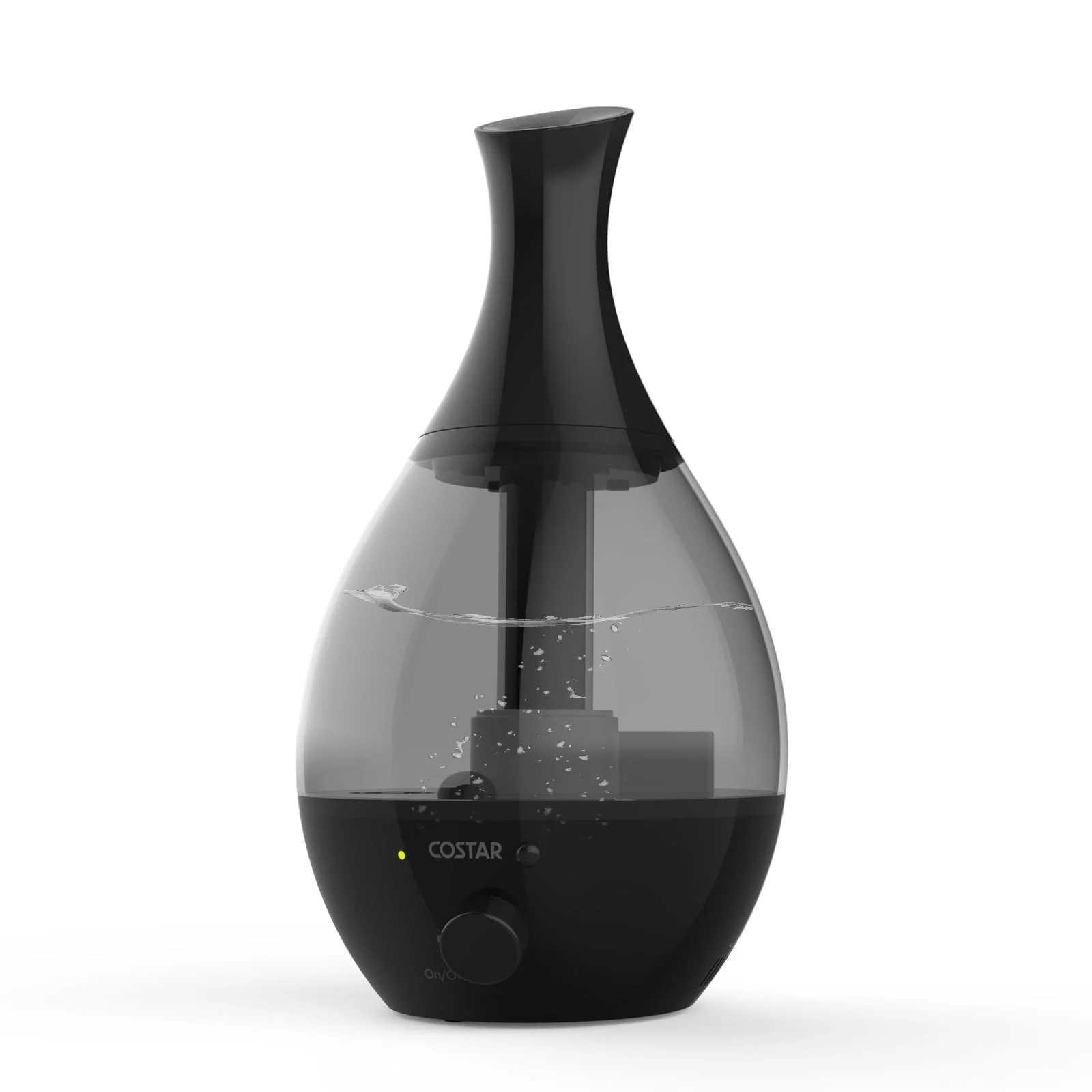 Mobigon 2.6 Litres Humidifier for Room, Cool Mist Ultrasonic Humidifier/Essential Oil Diffuser, Super Quiet 360°Nozzle, Colorful Change, Auto Shut Off&UV Light&, Lasts Up to 24 Hours - Black