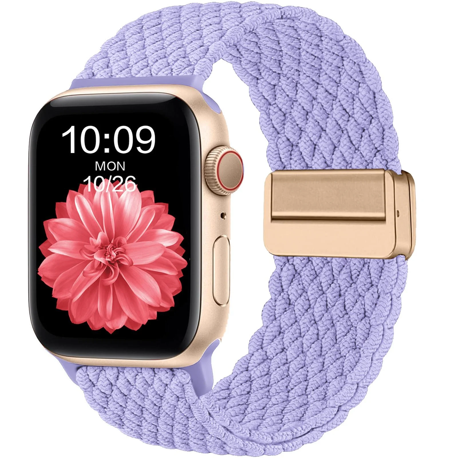 DL3 Mobilak Sport Solo Loop Compatible with Apple Watch Band 42mm 44mm 45mm 46mm 49mm for Women Men, Magnetic Strap Stretchy Braided Wristband for iWatch Series 11 10 9 8 7 6 5 4 3 Ultra 3 2 1 SE SE2 - Light Purple