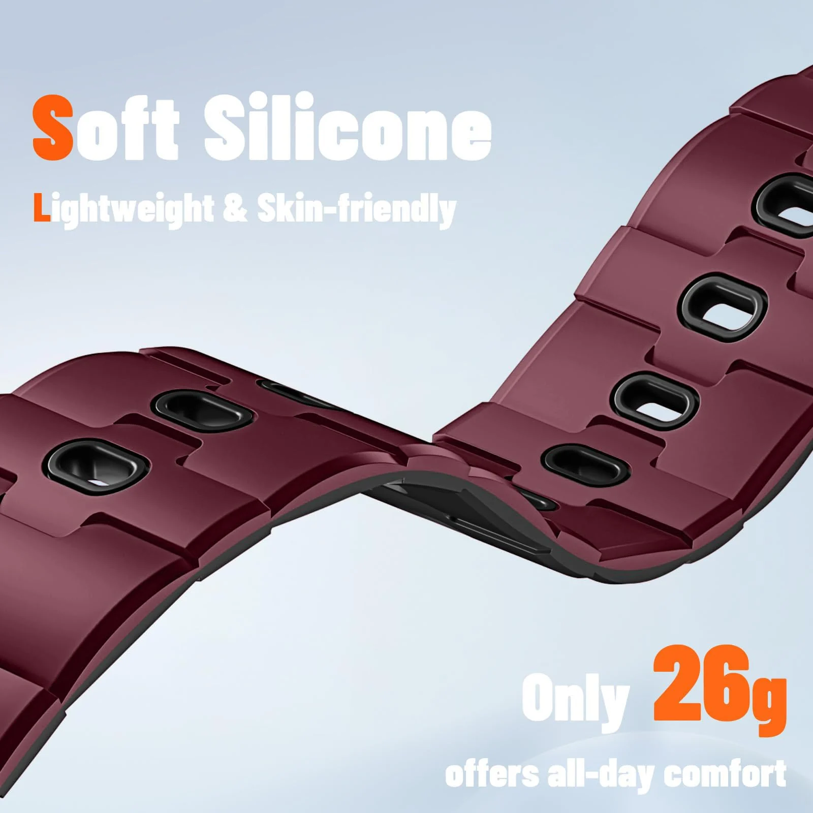 DL3 MOBILAK Adjustable Silicone Sports Watch Strap for 49MM - Burgundy*Black