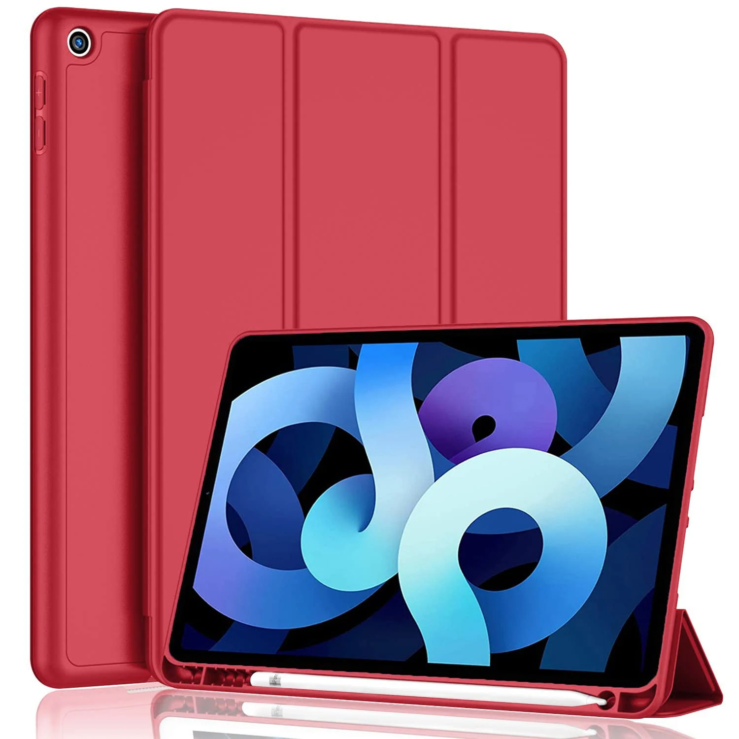 DL3 Mobilak Smart Case for Samsung Galaxy Tab A 10.1 2019, ONLY Fit (SM-T510/T515/T517) with Pencil Holder, Soft TPU Smart Stand Back Cover Auto Wake/Sleep Feature - Red