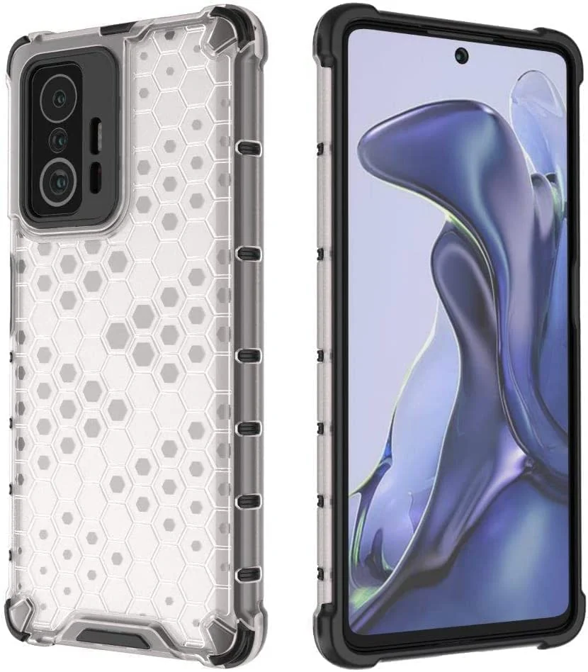 DL3 Mobilak Honeycomb Protective Case for Xiaomi 11T / Xiaomi 11T Pro, Shock-absorbing protection, Transparent design, Slim, lightweight profile - Clear