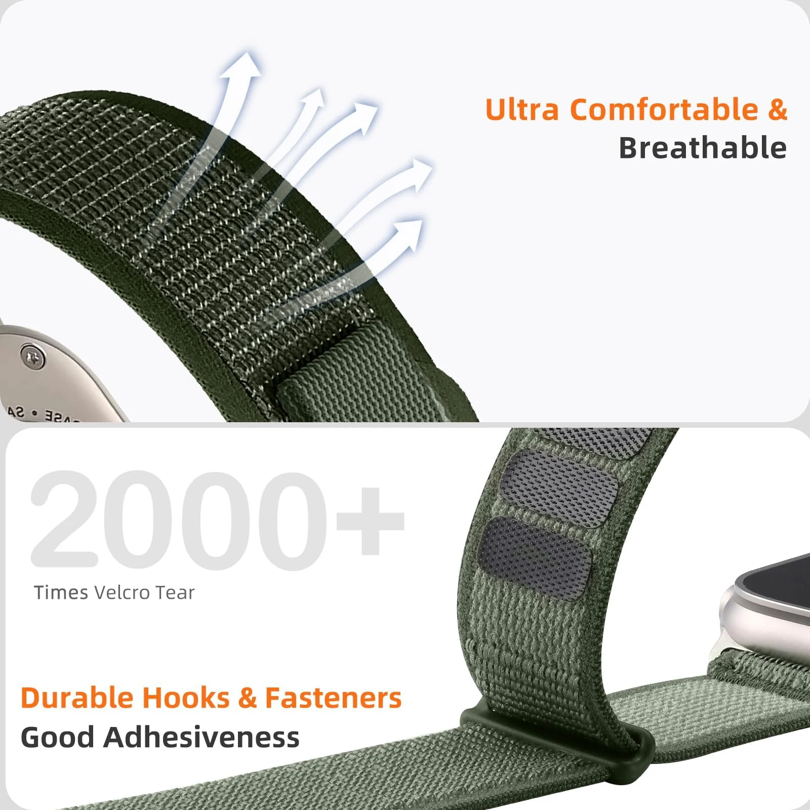 DL3 Mobilak Trail/Alpine Loop Nylon Band Compatible with Apple Watch Ultra 2/Ultra Band 49mm 45mm 44mm 42mm, Adjustable with Metal C-Hook Strap for iWatch Ultra Series 9/8/7/6/5/4/3/2/1/SE2/SE - Olive Green