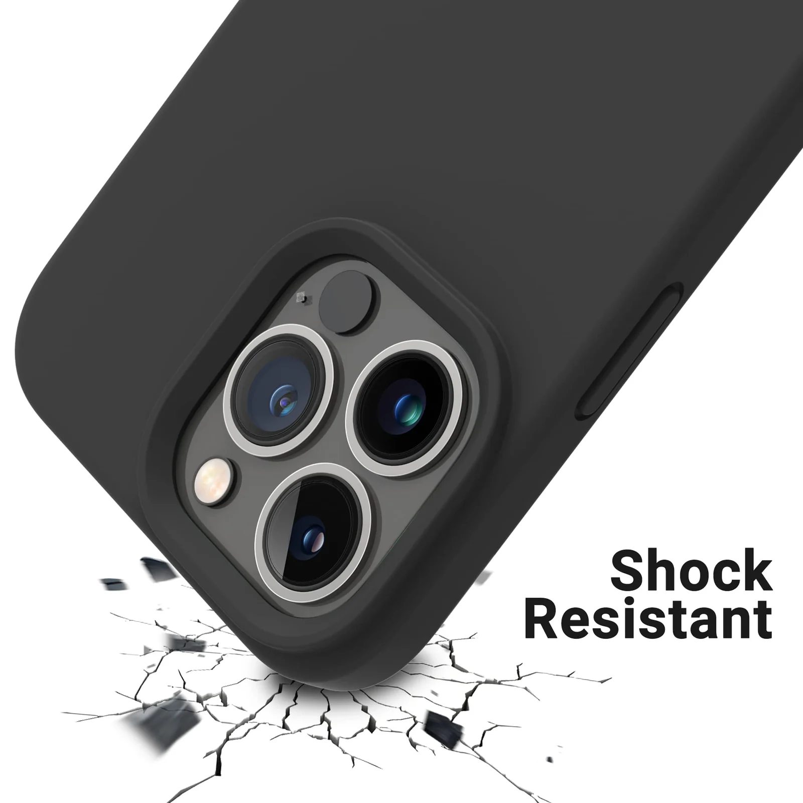 DL3 Mobilak Liquid Silicone Protective Case with Soft Microfiber Lining for iPhone 13 Pro (6.1 Inch) - Black