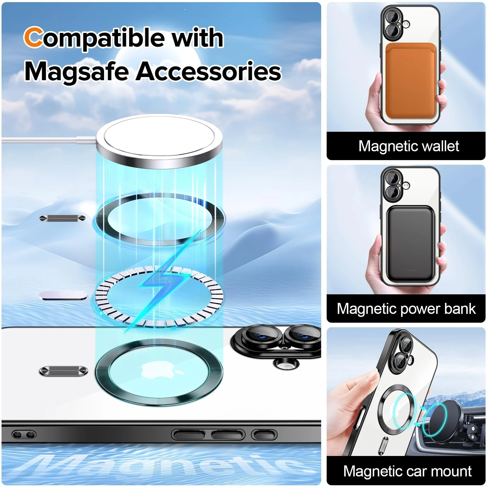 DL3 Mobilak Plated-Edge Protective Case for iPhone 17, Compatible with MagSafe accessories, Supports wireless charging, Camera protection - Black