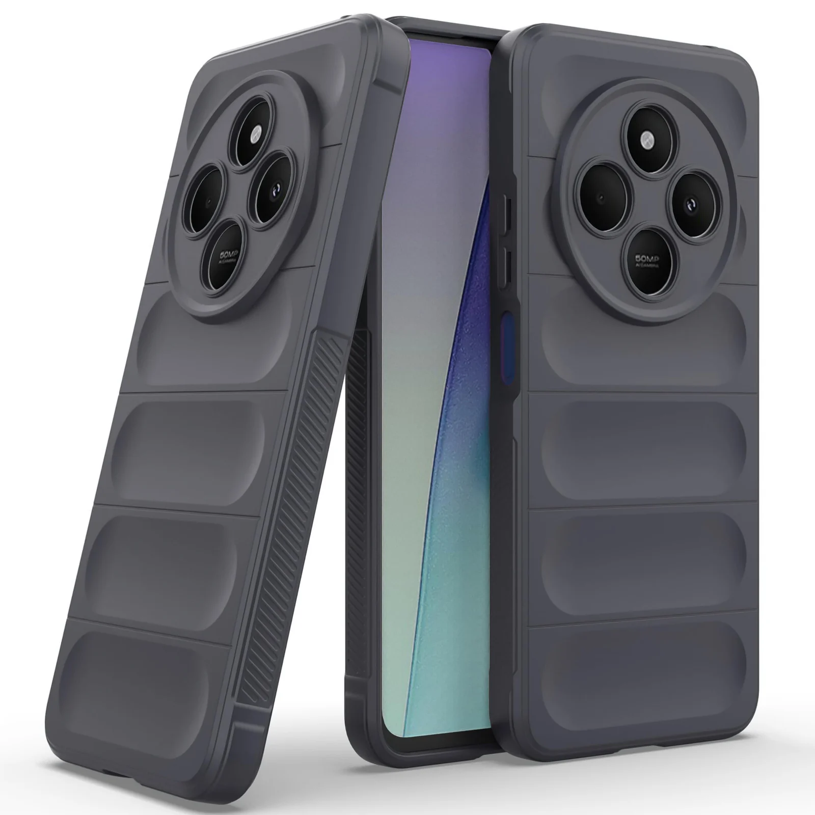 DL3 Mobilak Silicone Case for Xiaomi Redmi 14C 4G/Poco C75 Heavy Duty Protective [Slim Fit] Shockproof Soft Protective Design Shock-Absorption TPU Cover With Camera Protection - Dark Gray