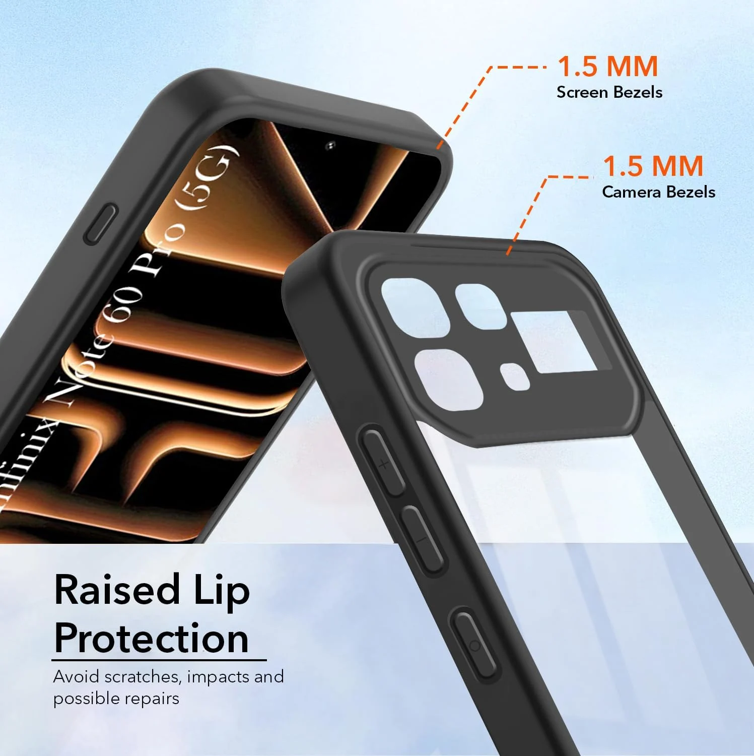 DL3 Mobilak Clear TPU Case for Infinix Note 60 Pro 5G, Camera protection, Shock-absorbing protection, Scratch-resistant surface - Black