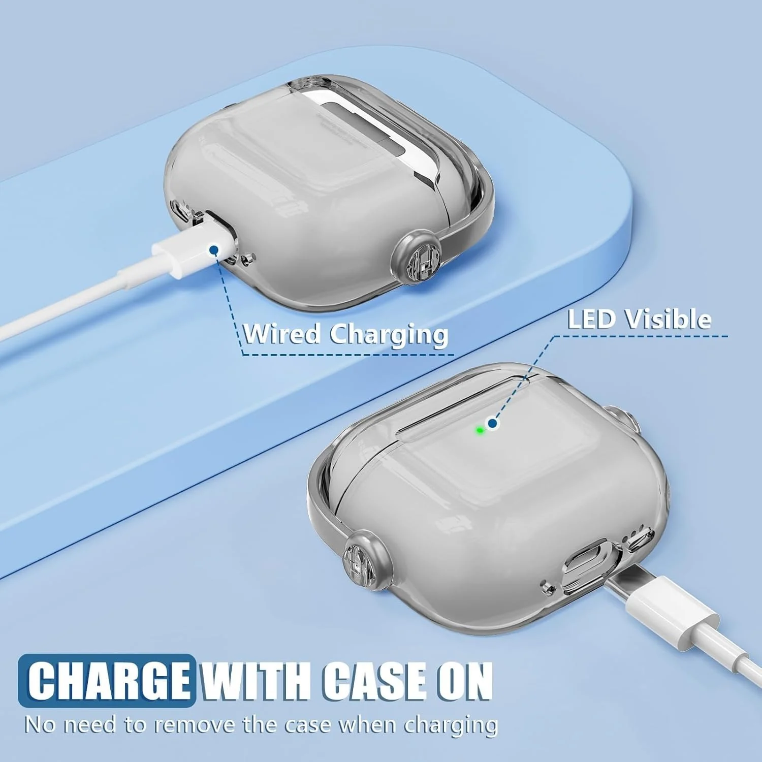 DL3 Mobilak Case for Apple AirPods 4 [With Closure Lid] [Front LED Visible] [With Wrist Strap] Skin Case Compatible with AirPods 4(2024) - Gray