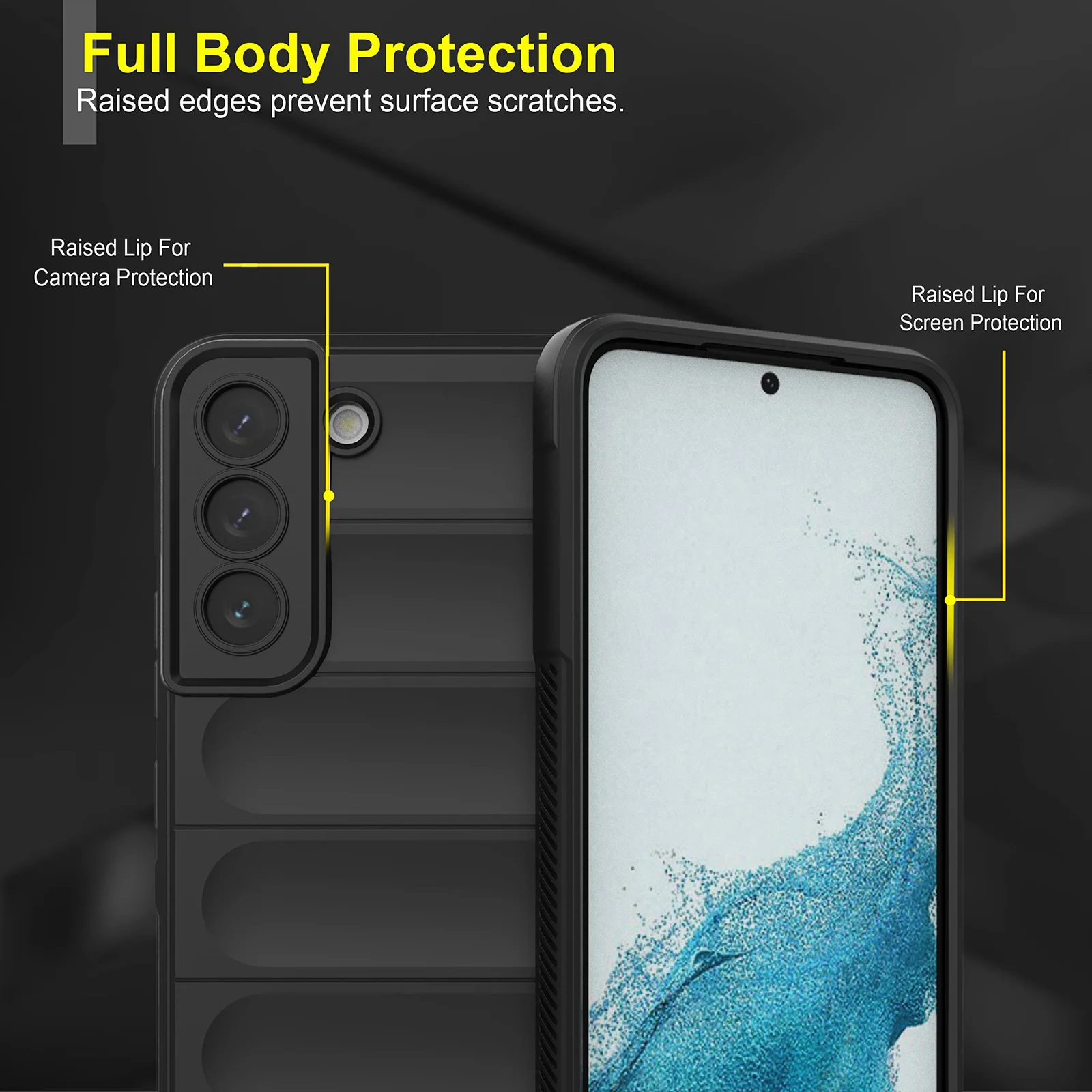 DL3 Mobilak Silicone Case for Samsung Galaxy S21 FE Heavy Duty Protective [Slim Fit] Shockproof Soft Flexible Protective Design Shock-Absorption TPU Cover With Camera Protection - Black