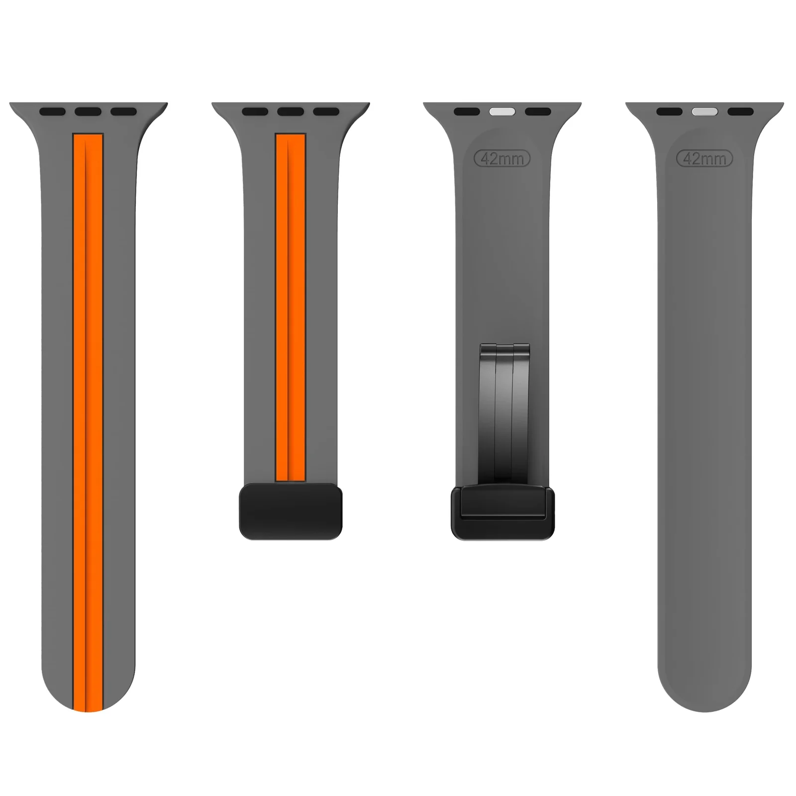 DL3 Mobilak Magnetic Strap for Apple Watch Band 49mm 45mm 44mm 41mm 40mm 38mm 42mm, Silicone Replacement Wristband Strap for iwatch Series 9 8/7/6/5/4/3/2/SE (38mm/40mm/41mm) - Grey Orange