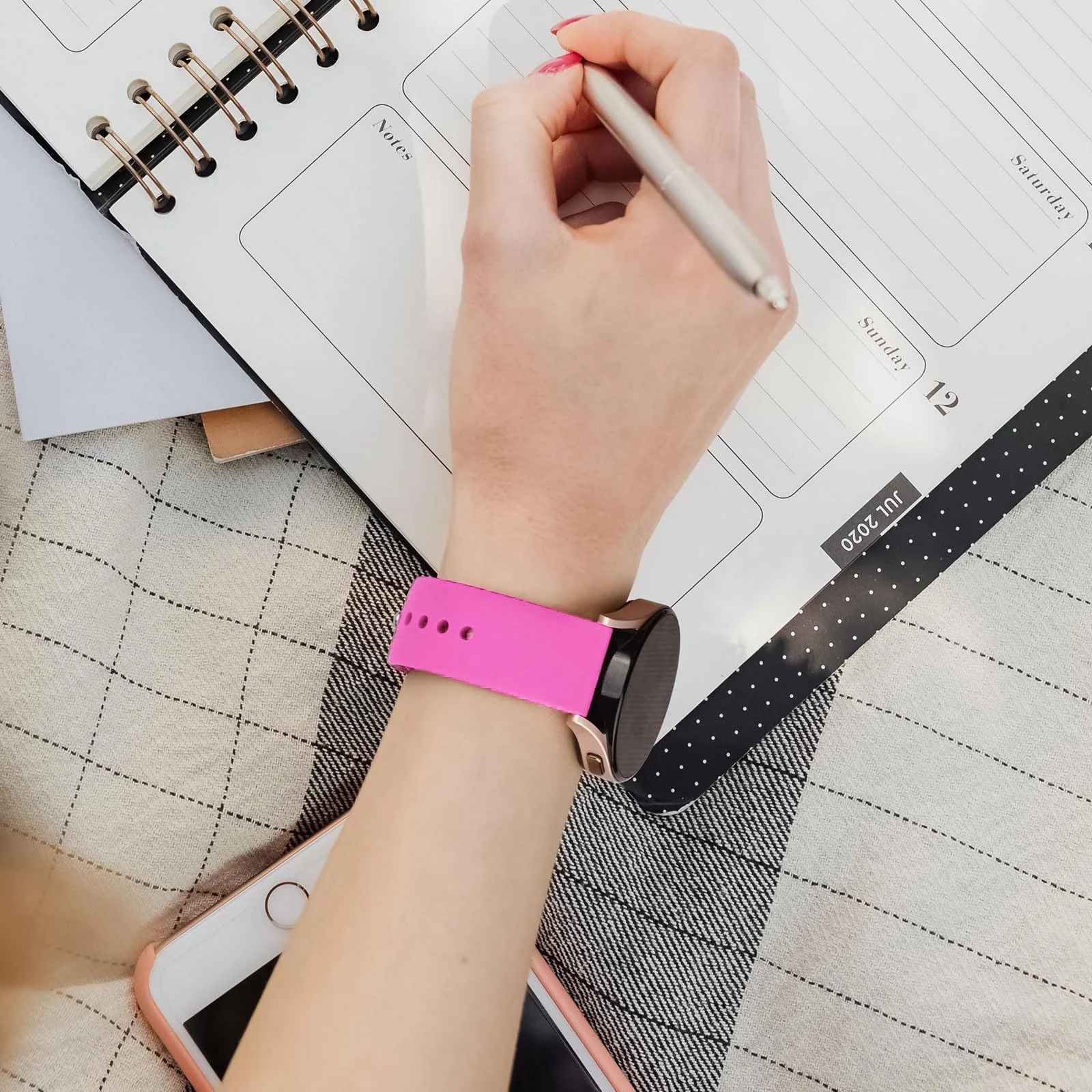 DL3 Mobilak Straps Compatible with Xiaomi Redmi Watch 5 Active/Redmi Watch 5 Lite Bracelets for Men Women, 22mm Soft Silicone Strap, Waterproof Adjustable Band Sports Replacement - Fuchsia