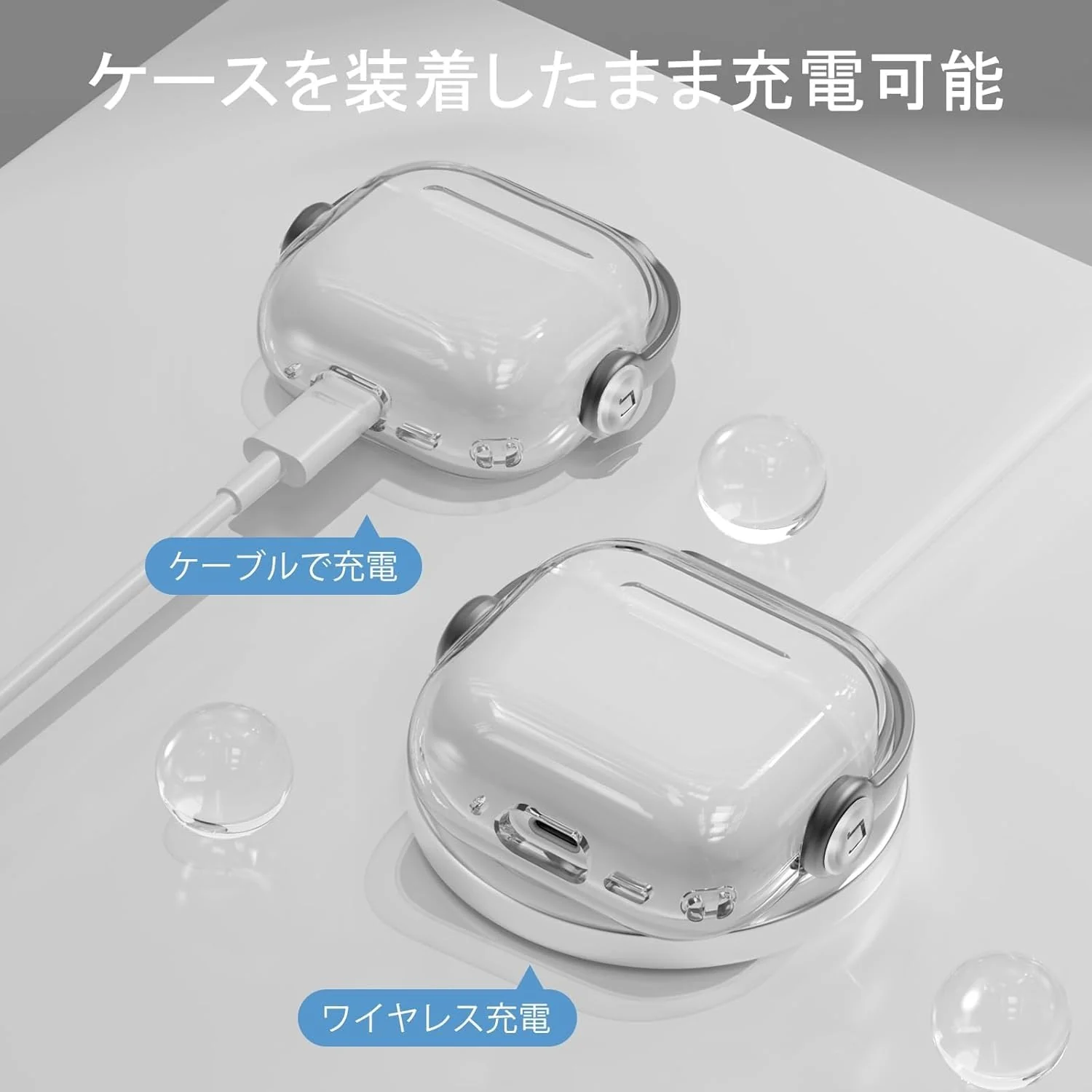 DL3 Mobilak Case for Apple AirPods 4 [With Closure Lid] [Front LED Visible] [With Wrist Strap] Skin Case Compatible with AirPods 4(2024) - Clear Gray