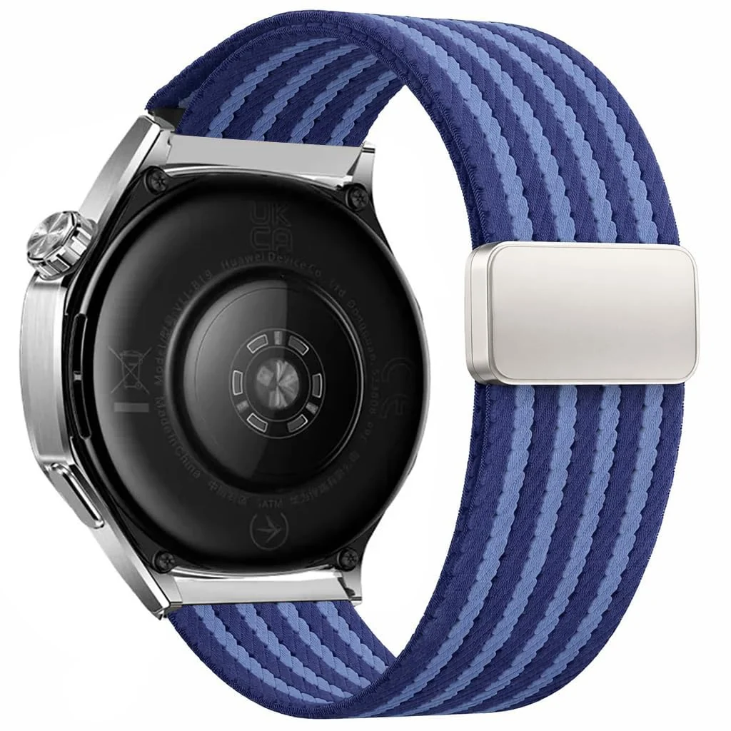 DL3 Mobilak 22mm Magnetic Band for Redmi Watch 5 Active/5 Lite/Samsung Galaxy Watch 3 45mm/Watch 46mm/Gear S3/Huawei watch GT6 GT5 46MM/GT2E/GT6 Pro/GT 5 Pro/Amazfit GTR 4/3, Stretchy Braided Nylon Sport Strap - Blue Striped