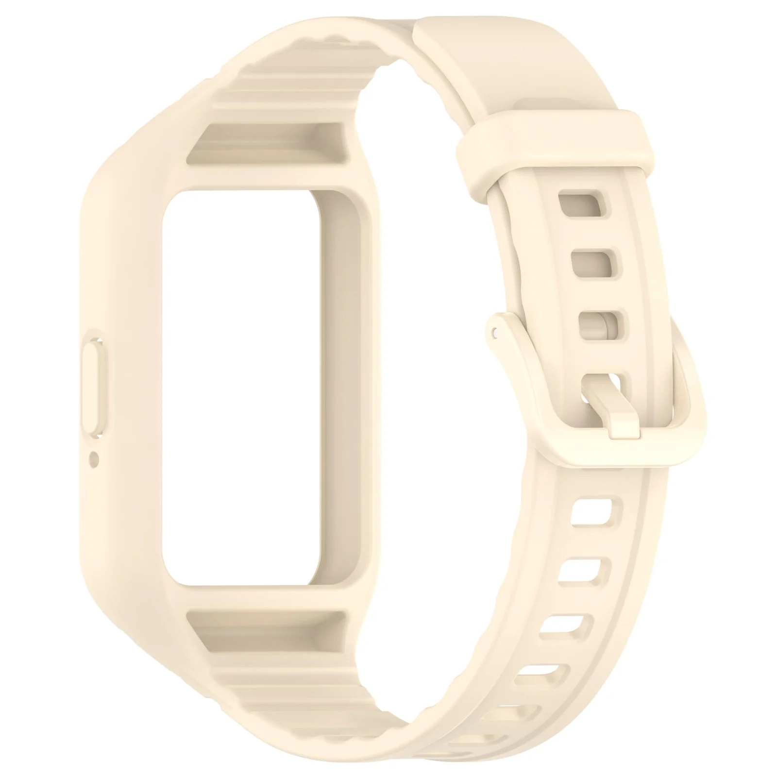 DL3 Mobilak Strap Compatible with Samsung Galaxy Fit 3 SM-R390, Silicone Sport Band Replacement Watchband with Bumper Case for Samsung Galaxy Fit 3, Adjustable Wristband - Beige