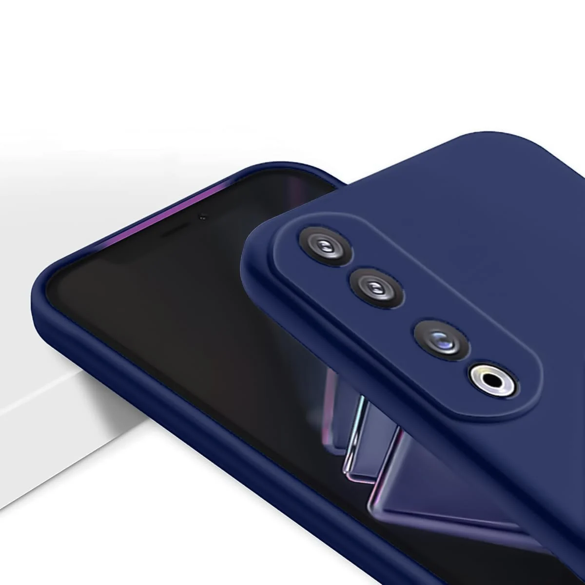 DL3 Mobilak Soft Silicone Protective Case for Honor 90 with Microfiber Lining and Shockproof Design - Blue 1
