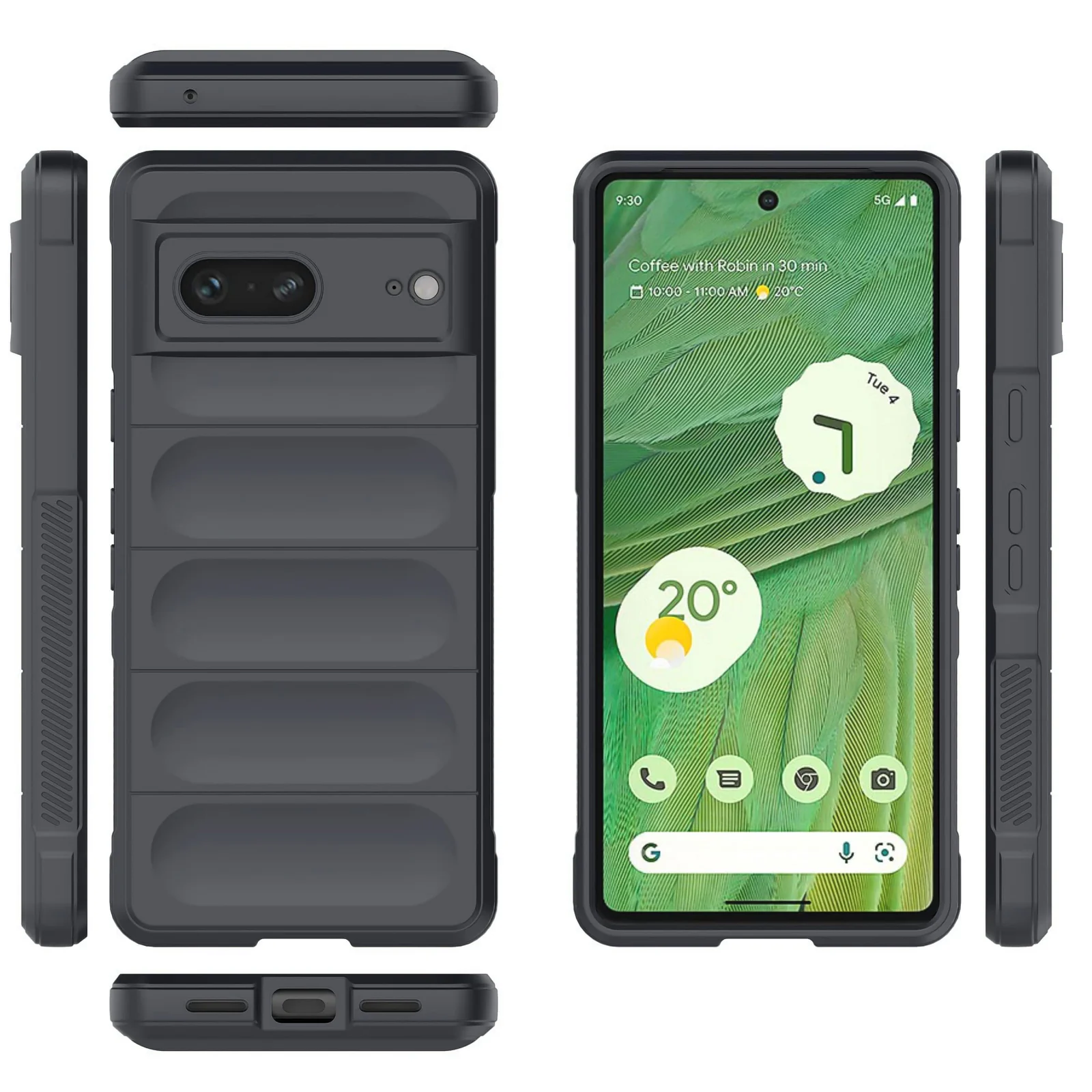 DL3 Mobilak Flexible Silicone and TPU Protective Case with Camera Protection for Google Pixel 7 - Dark Gray