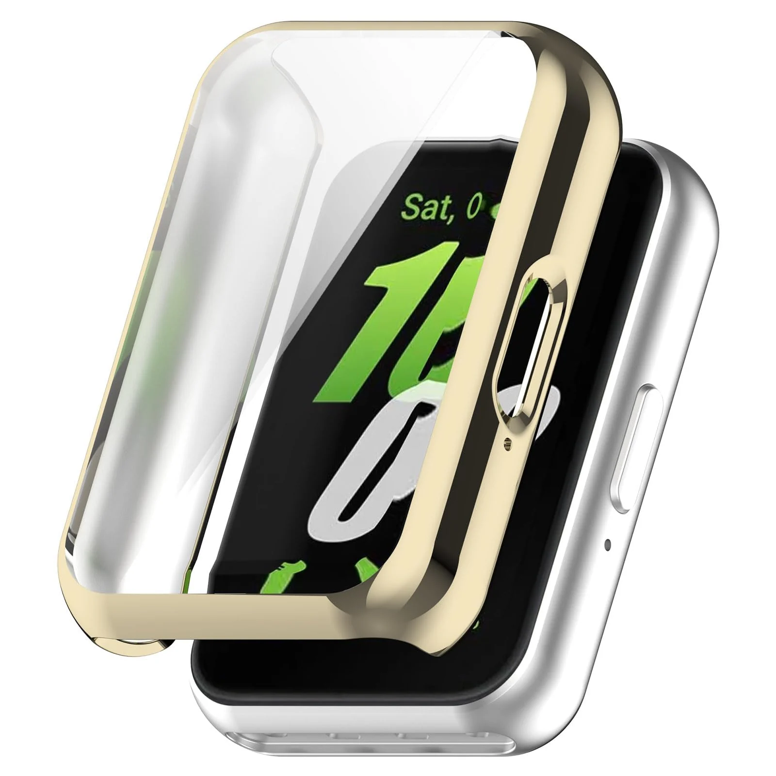 DL3 Mobilak Case Compatible with Samsung Galaxy Fit 3 Case All-Around with Built-in Screen Protector Watch Soft TPU Shockproof Cover Slim Guard Thin Bumper Shell Protector - Gold