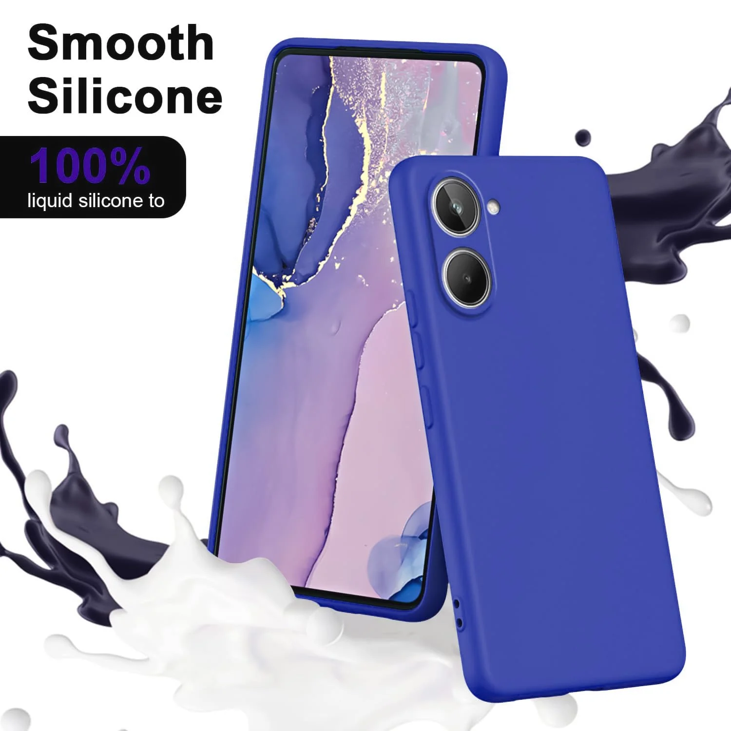 DL3 Mobilak Liquid Silicone Protective Case for realme 10 4G with Microfiber Lining and Shockproof Design - Pepsi