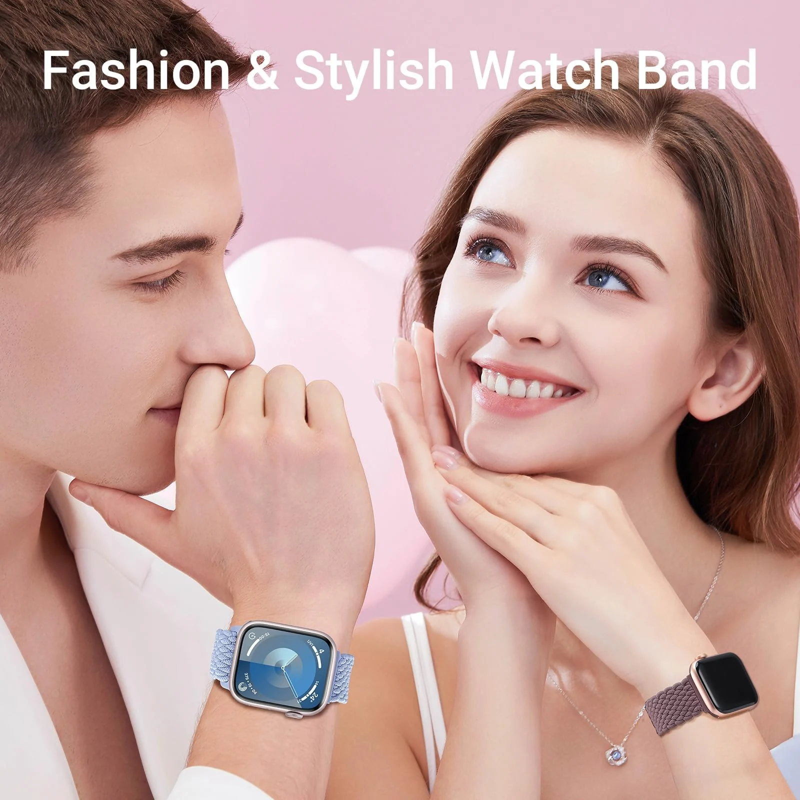 DL3 Mobilak Sport Solo Loop Compatible with Apple Watch Band 42mm 44mm 45mm 46mm 49mm for Women Men, Magnetic Strap Stretchy Braided Wristband for iWatch Series 11 10 9 8 7 6 5 4 3 Ultra 3 2 1 SE SE2 - Smoke Purple