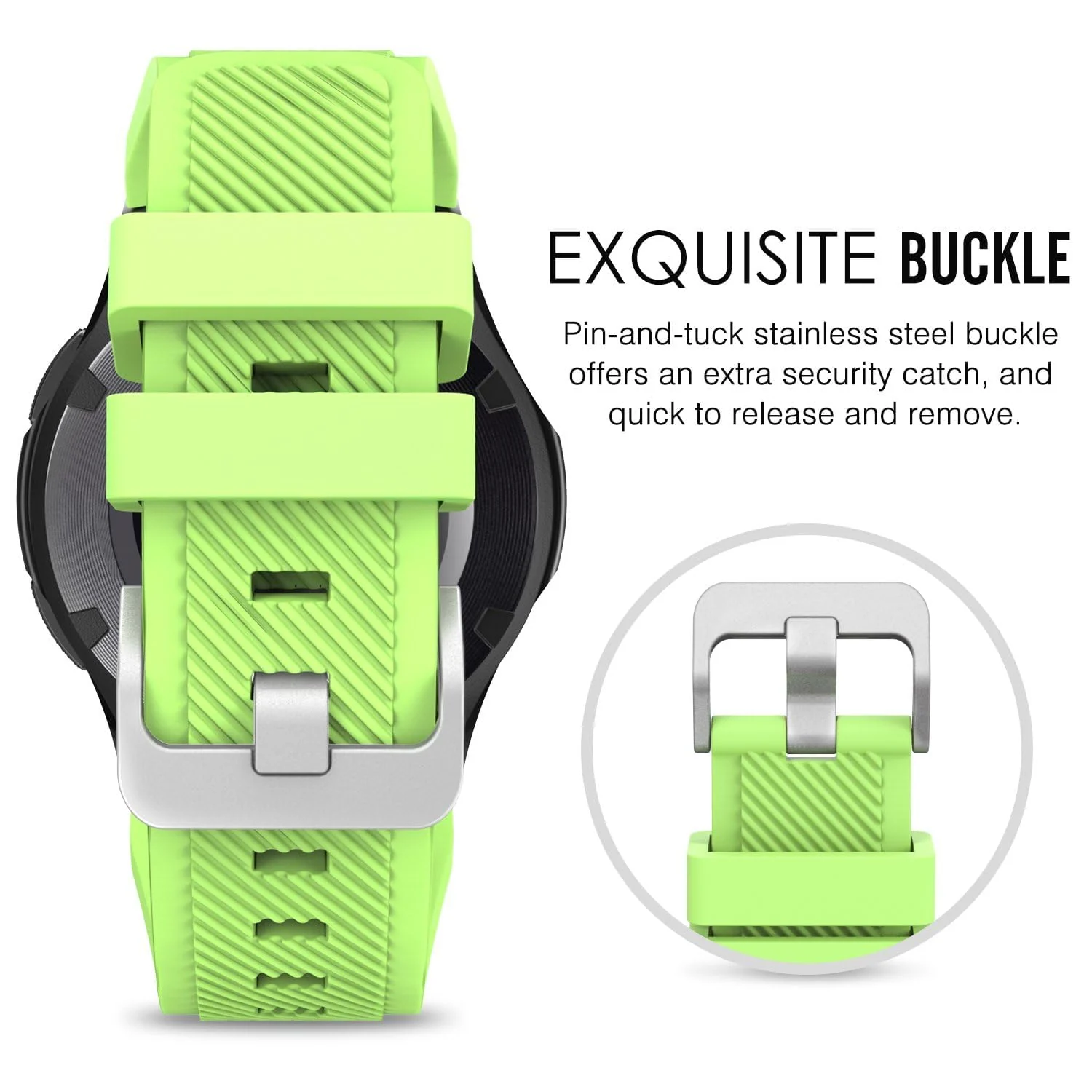 DL3 Mobilak Sport Silicone Band 20MM Strap For Samsung Gear Sport/Watch 6/5/4/5 Pro 45mm/S2 classic/active 2 40mm 44mm/Amazfit GTS/2/2e/GTS3/3 Pro/2 Mini/3 Mini/Bip 3/Bip 3 Pro - Green