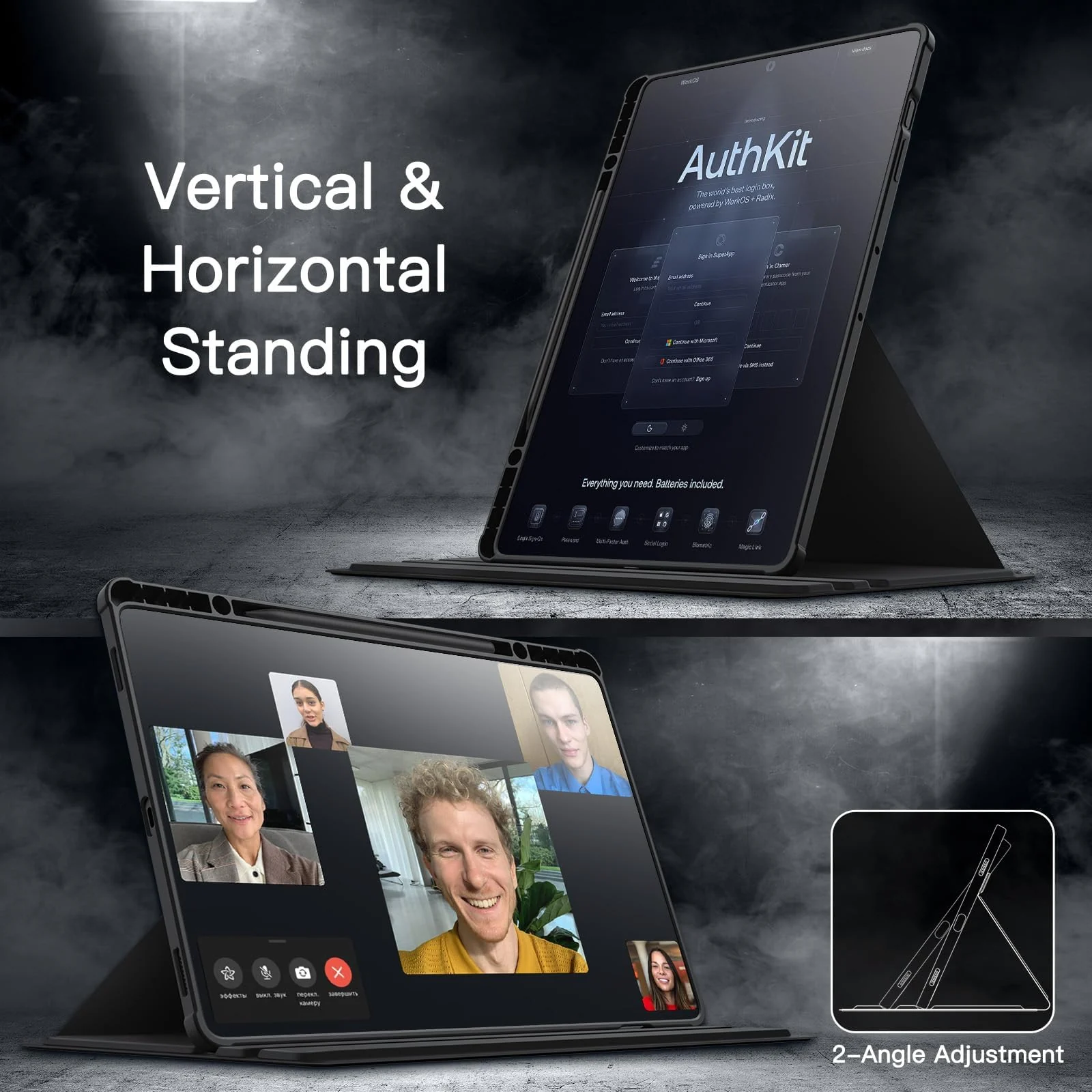 DL3 Mobilak Case for Samsung Galaxy Tab S9 FE+/S9 Plus/S10+Plus 12.4 inch, 360° Rotation Multi-angle Stand Slim Cover PU leather + Transparent Acrylic case with Pen Holder Auto Wake/Sleep - Black