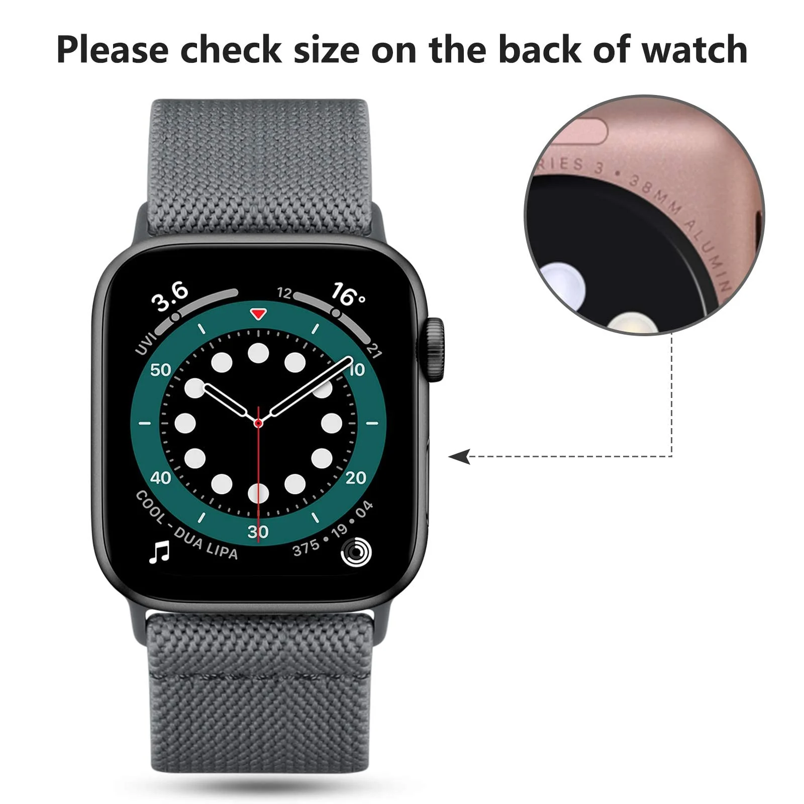 DL3 Mobilak Nylon Solo Loop Stretchy Straps For Apple Watch Band 49mm 45mm 44mm 42mm 41mm 40mm 38mm, Elastic Wristbands for Series 8 Ultra 7 6 5 4 3 2 1 Se (38MM/40MM/41MM) - Grey