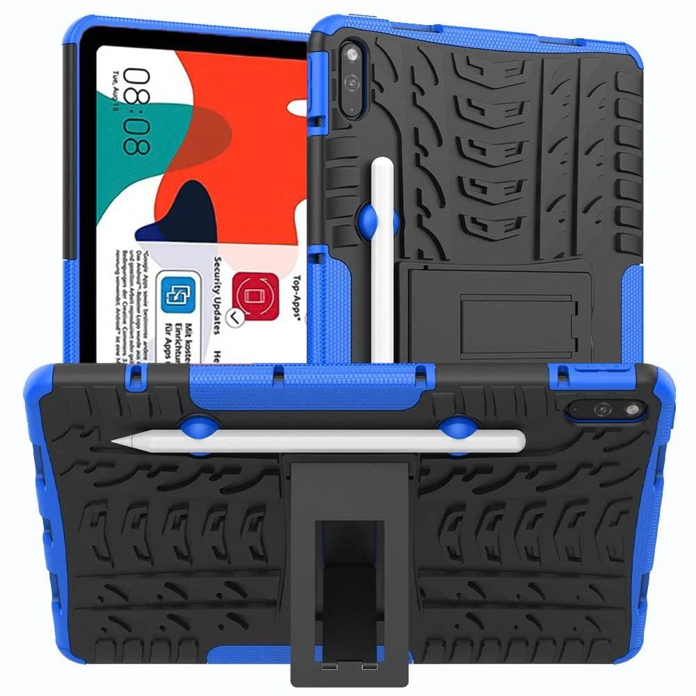 DL3 Mobilak Case For Huawei Matepad 10.4 Inch 2022/2020 tablet, Hybrid Rugged Armor Heavy Duty 2 in 1 TPU + PC Combo Dual Layer Shockproof Case with Kickstand - Blue