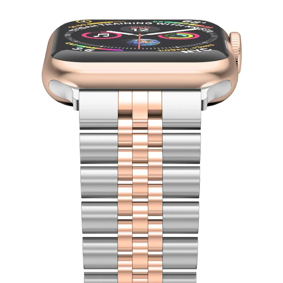DL3 Mobilak Band For Apple Watch Ultra Band 49mm 45mm 44mm 42mm 41mm 40mm 38mm, Metal Stainless Steel Strap for Apple Watch Series 8 Ultra 7 6 5 4 3 2 1 Se (A. &, 42MM/44MM/45MM/49MM) - A.Silver & Rose Gold