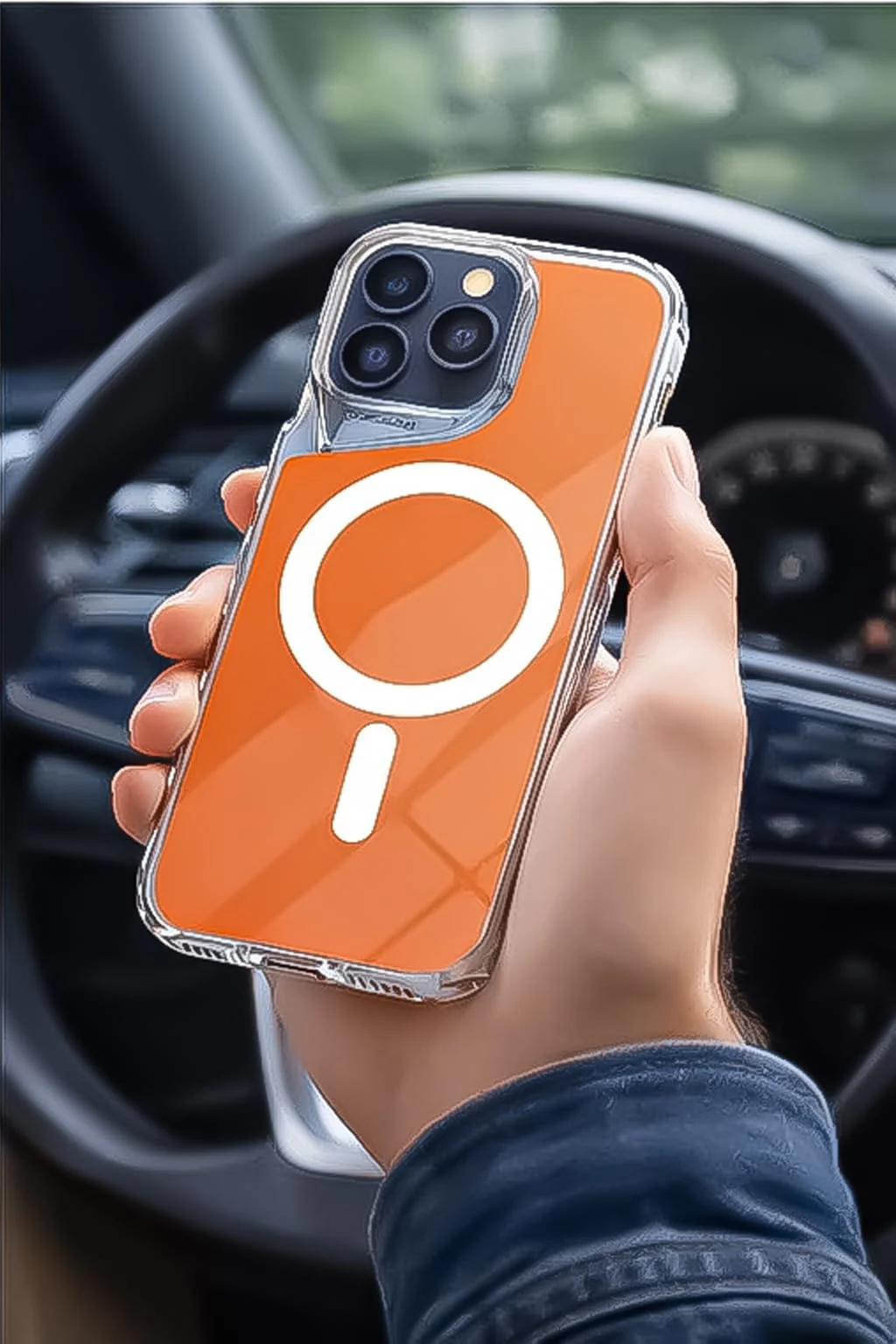 DL3 Mobilak Clear TPU Case for Samsung Galaxy S24 Ultra, Compatible with MagSafe accessories, Camera protection, Shock-absorbing protection - Orange
