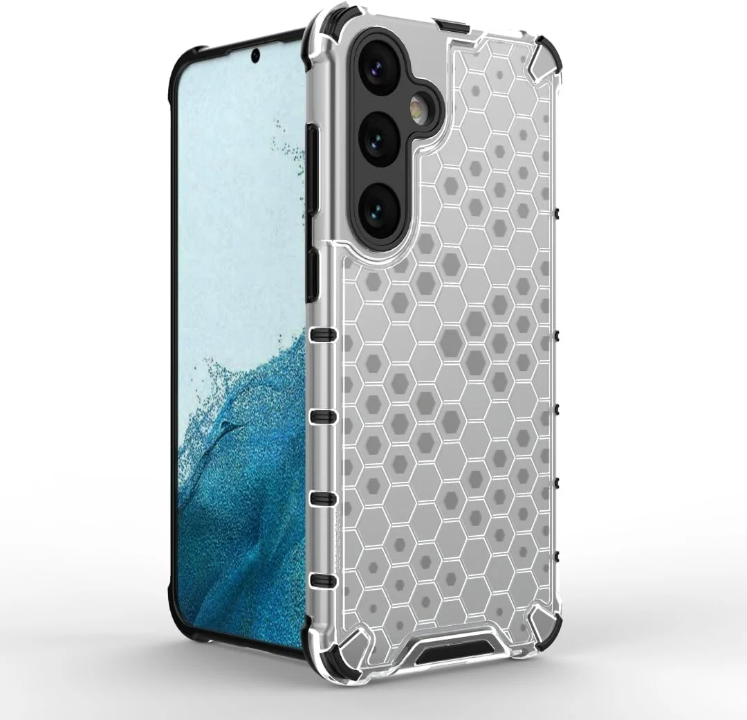 DL3 Mobilak Case For Samsung Galaxy A35 5G, [Honeycomb Design] Drop Protection, Ultra Thin TPU + PC Transparent Silicone Protective Case, Shockproof Cover - Clear