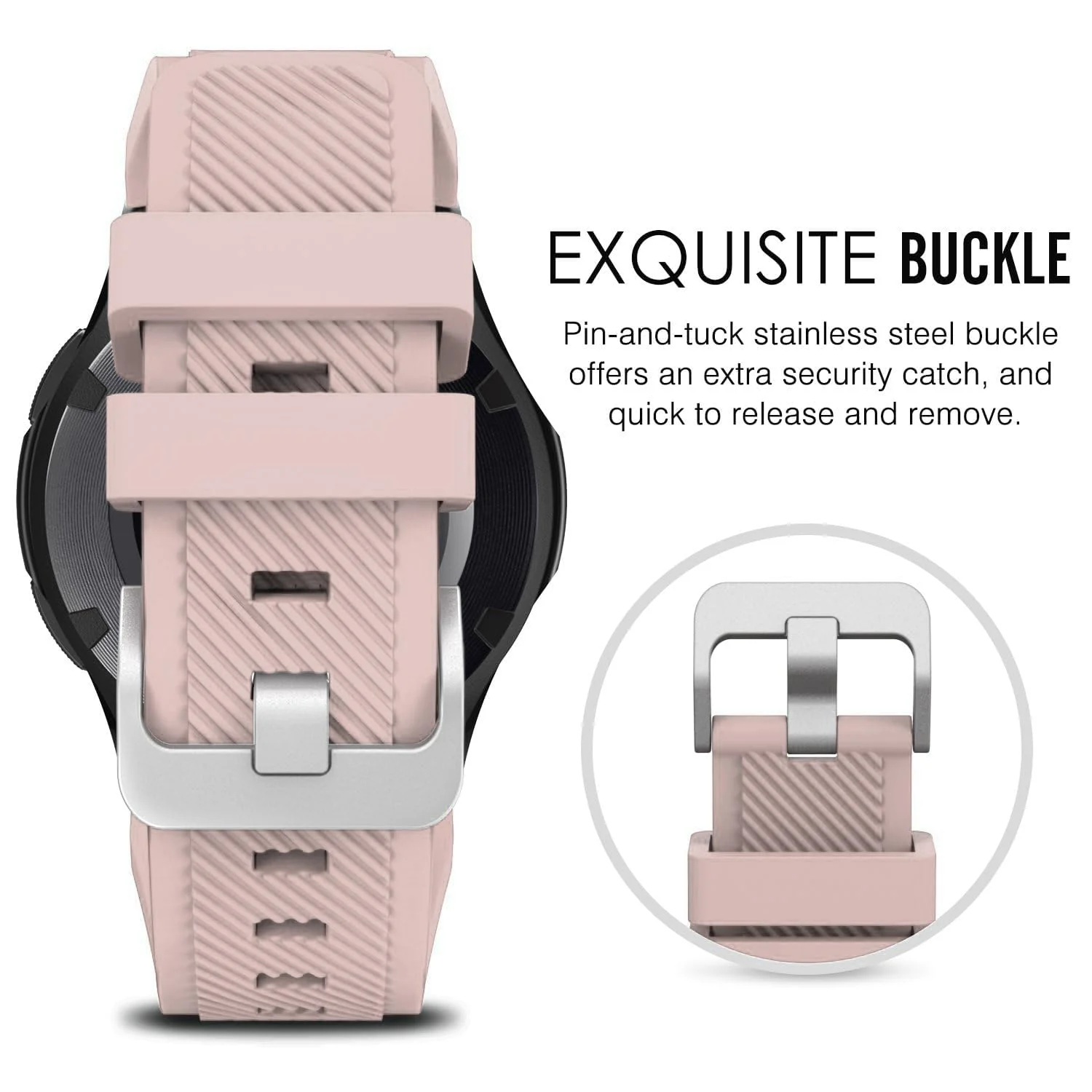 DL3 Mobilak Silicone Sport Band 22MM Xiaomi Redmi Watch 5 Active/5 Lite/Samsung Galaxy Watch 46mm/Watch 3 45mm/Gear S3/Huawei watch (GT6 GT5 GT4 GT3 GT2 GT 46MM)/GT2E/GT5 Pro/GT 6 Pro/Amazfit GTR 3/4 - Pink Sand