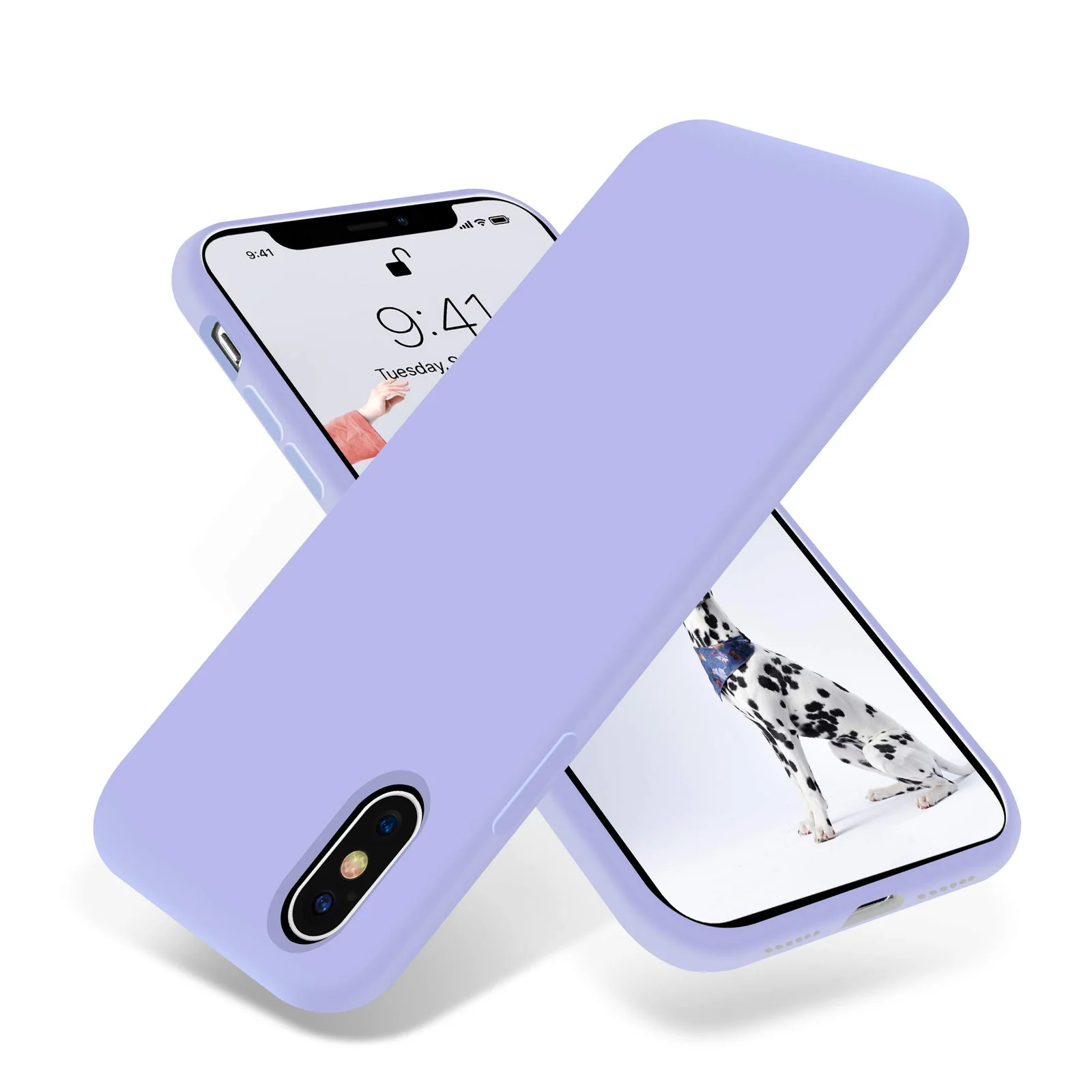 DL3 Mobilak Liquid Silicone Protective Case with Soft Microfiber Lining for iPhone X / iPhone XS - Light Purple