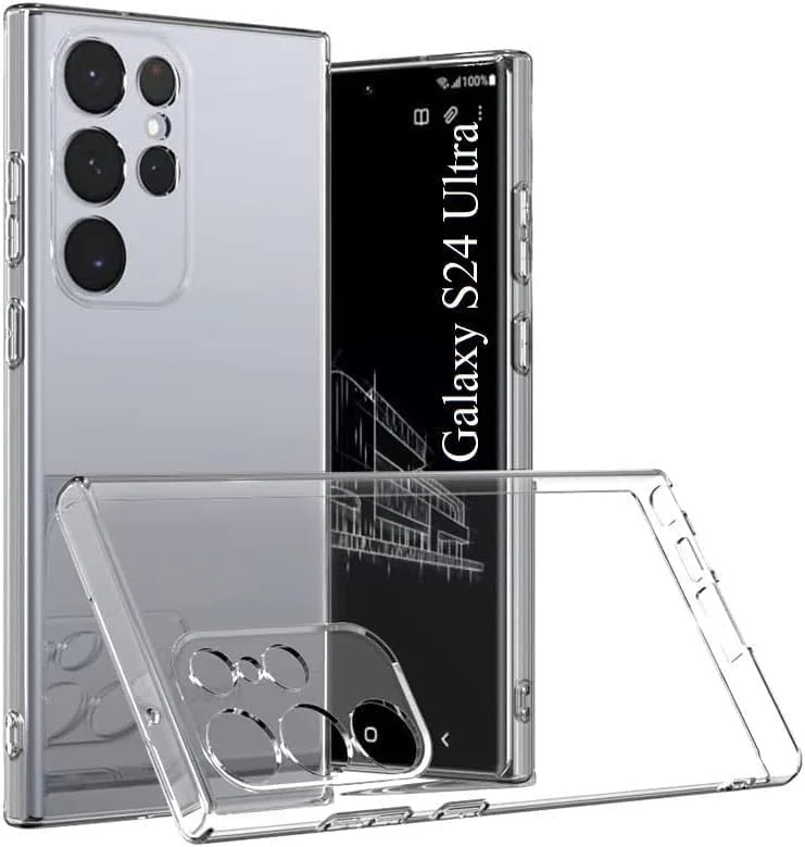 DL3 Mobilak Case Compatible with Samsung Galaxy S24 Ultra Case Crystal Clear Soft TPU Gel Case Flexible Silicone Anti-Scratch Camera Protection Transparent TPU Cover - Clear