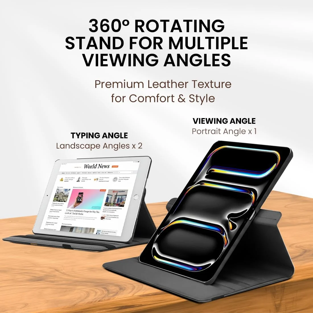 DL3 Mobilak Protective Cover for iPad Pro 13 inch Case M5/M4 (2025/2024), 360° Rotatable Smart Stand, Leather Folio Flip Cover with Multi-Angle Viewing, Auto Wake Sleep - Black